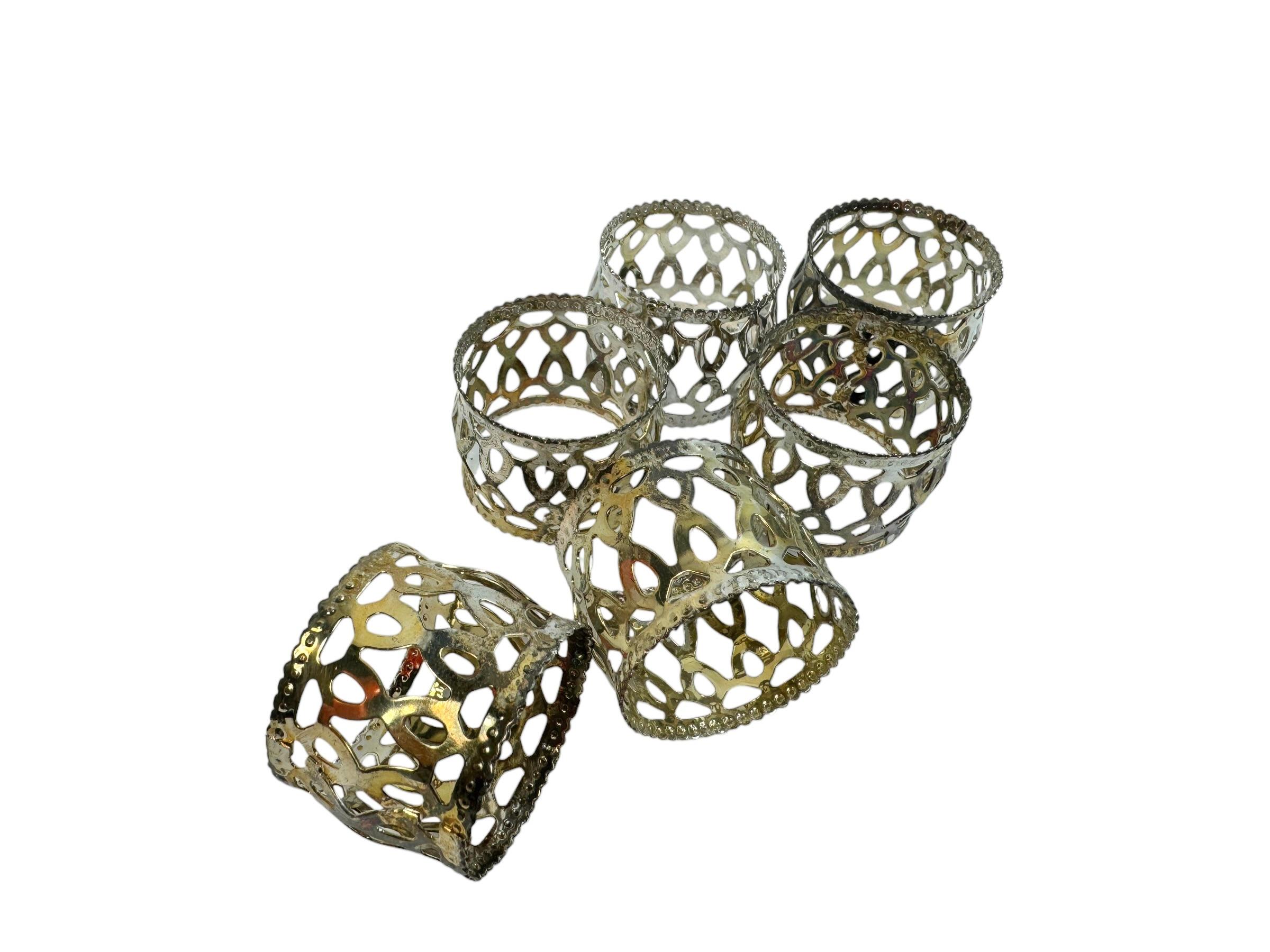 20th Century Vintage Cute Mid-Century Modern Napkin Rings Set of Six, German, 1970s For Sale
