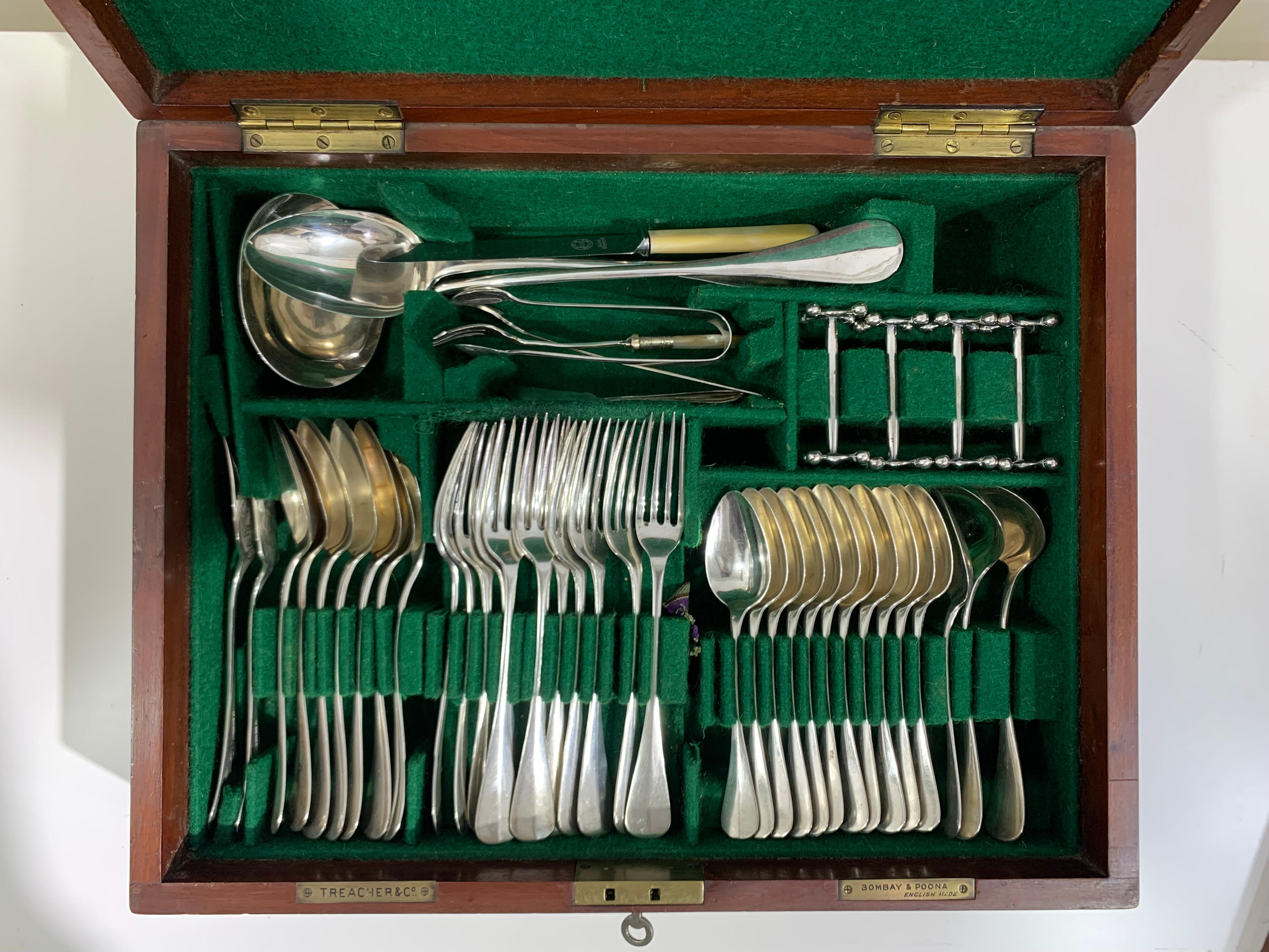 antique cutlery set in wooden box