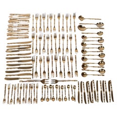 Vintage Cutlery Set in Hollywood Regency Style made in Brass Faux Bamboo, 1970s
