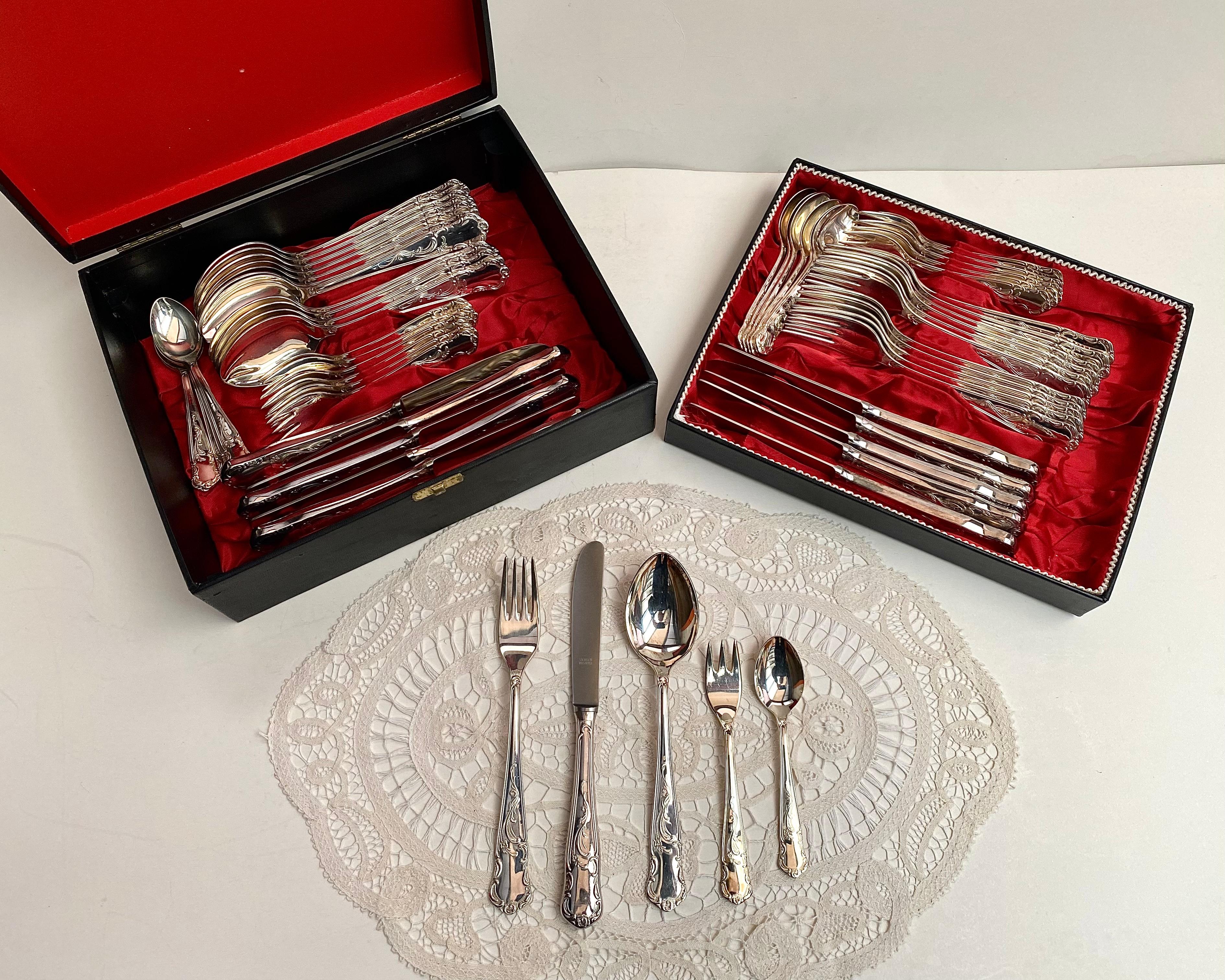 Silver Plate Vintage Cutlery Set Solingen In Original Case Set 60 Germany 1950s For Sale