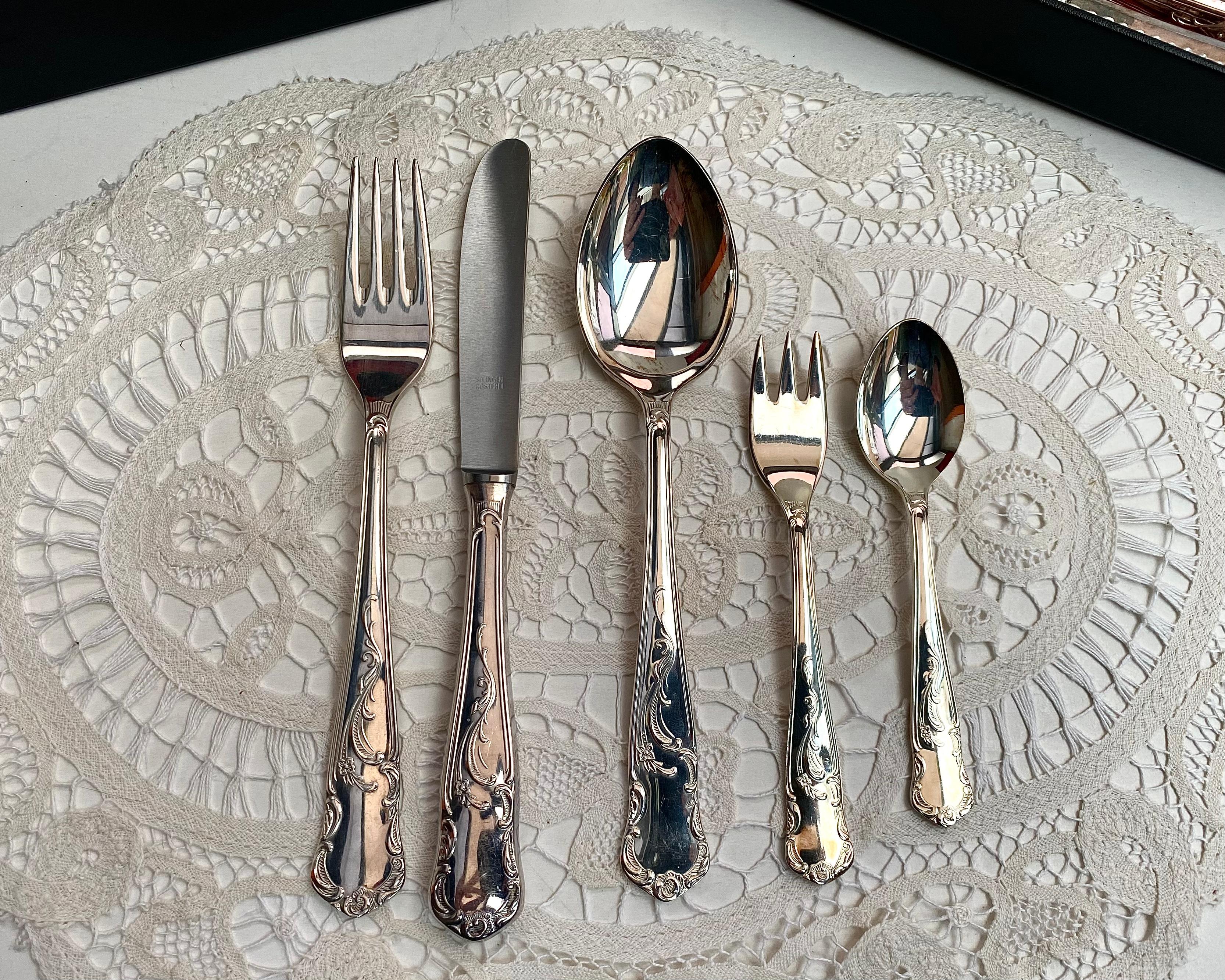 Vintage Cutlery Set Solingen In Original Case Set 60 Germany 1950s For Sale 1