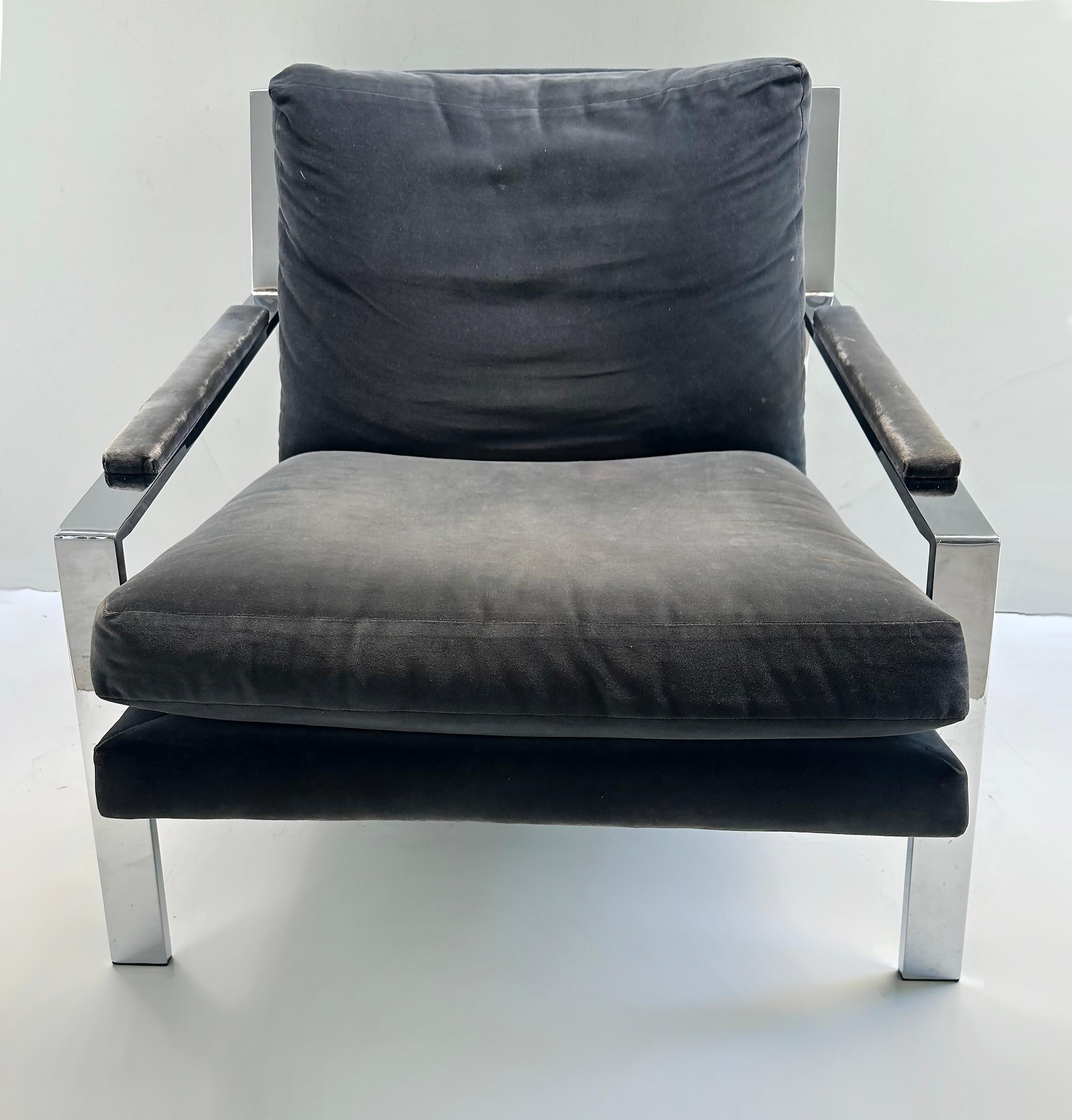 Mid-Century Modern Vintage Cy Mann Chrome Lounge Chairs. Milo Baughman Style, Pair  For Sale