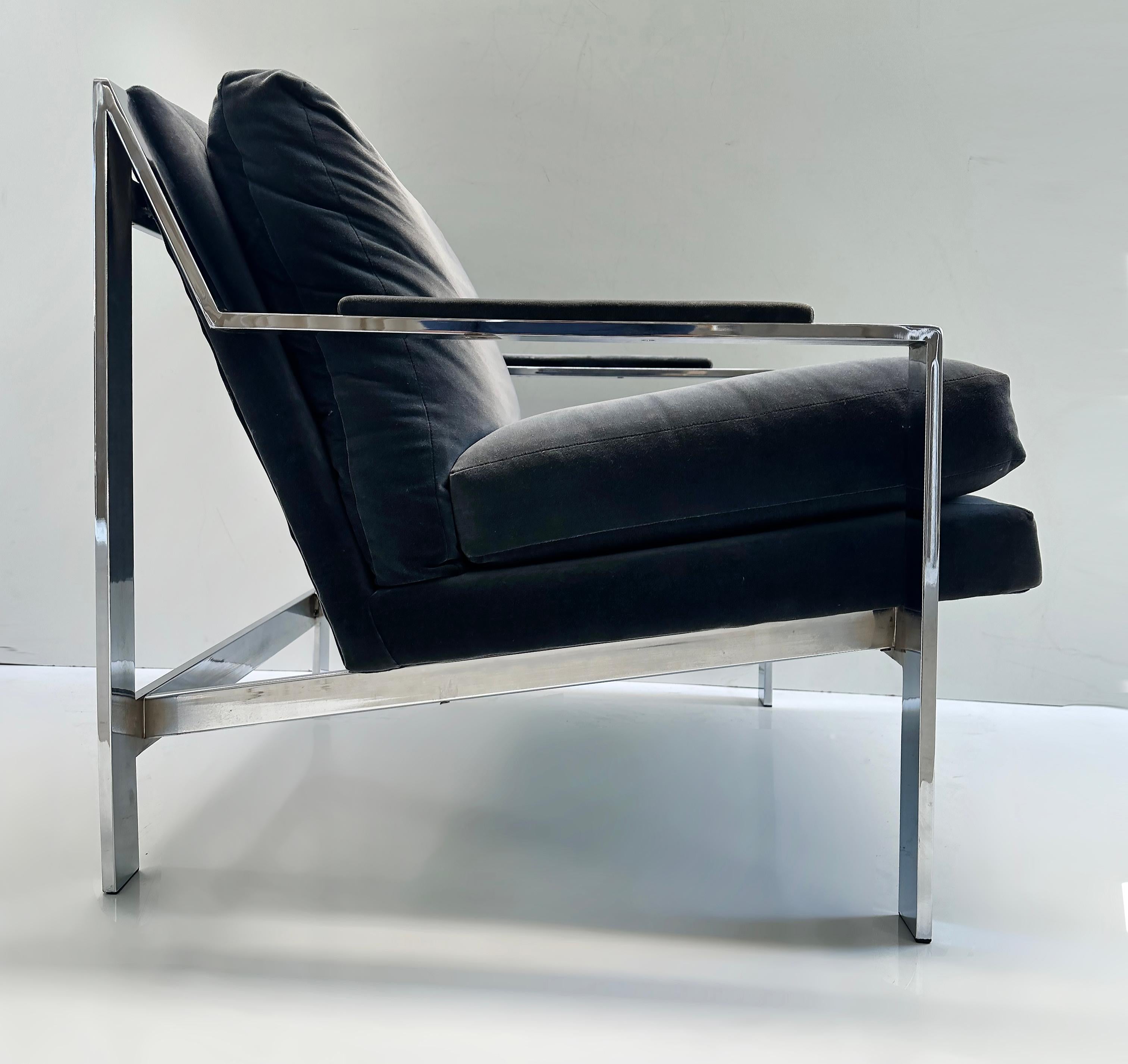 Vintage Cy Mann Chrome Lounge Chairs. Milo Baughman Style, Pair  In Good Condition For Sale In Miami, FL
