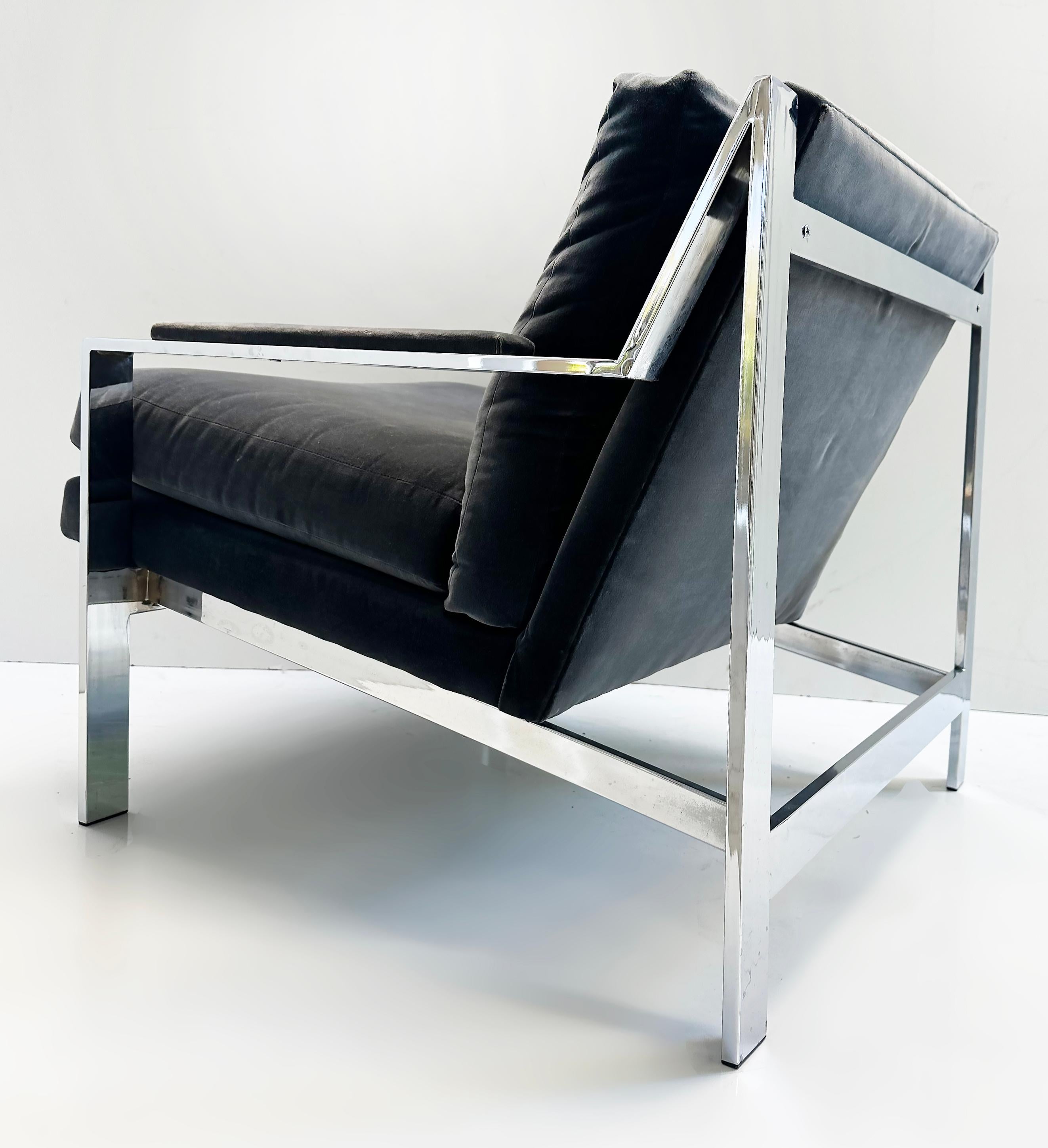 Chaises longues vintage Cy Mann en chrome. Paire de style Milo Baughman en vente 1