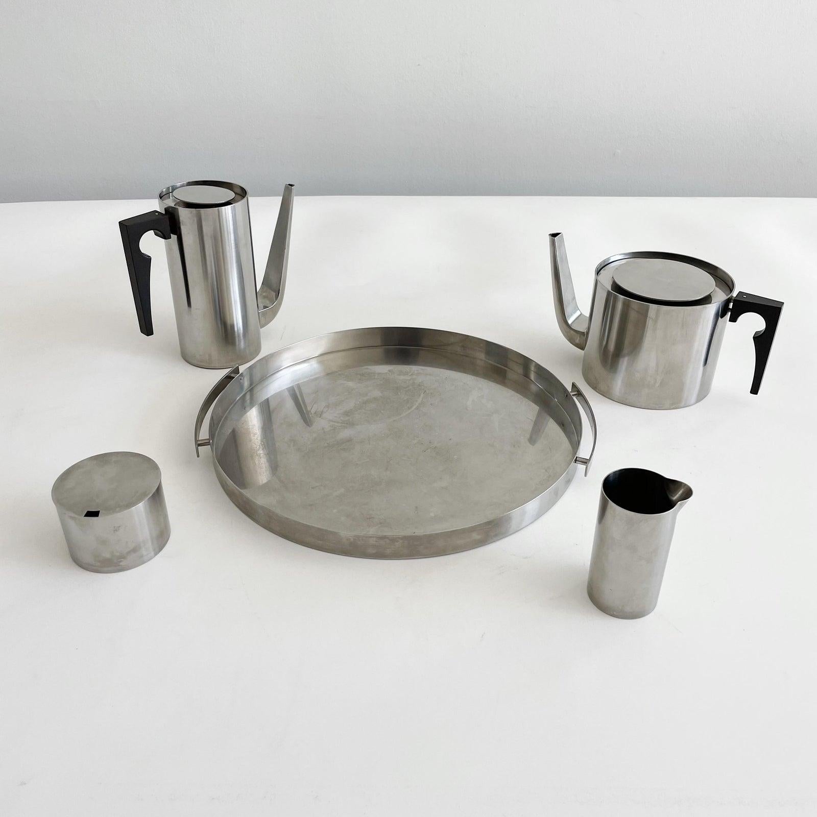 Mid-Century Modern Vintage Cylinda Line Coffee / Tea Set by Arne Jacobsen for Stelton