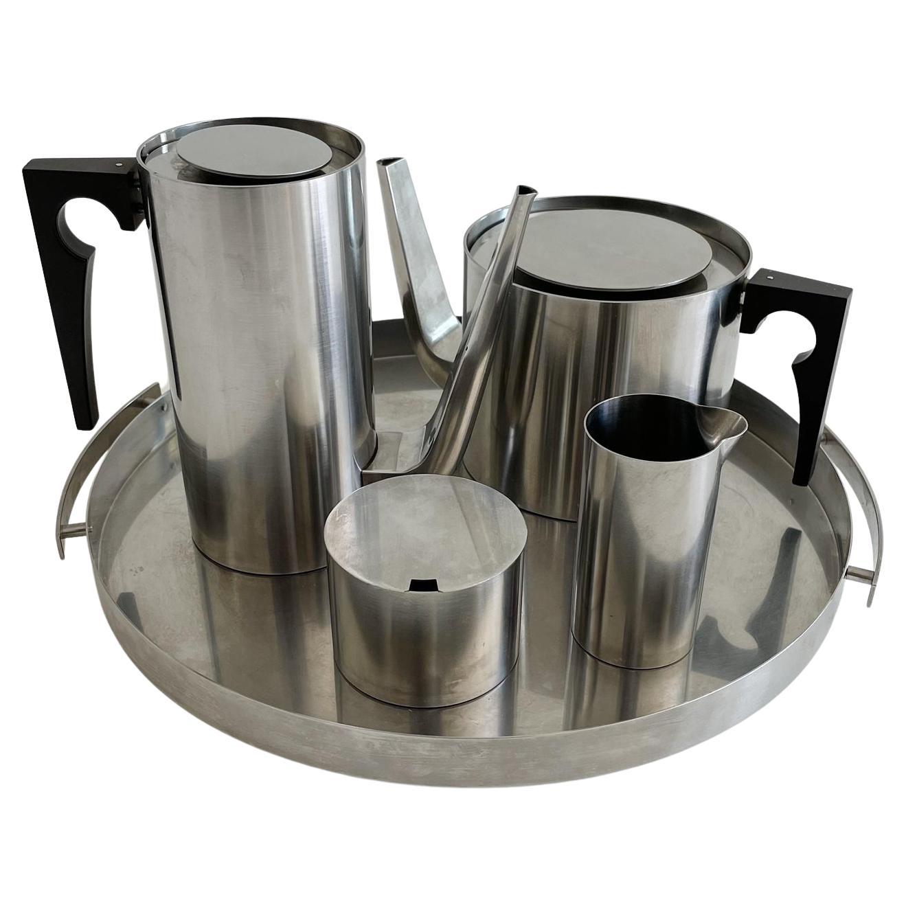 Vintage Cylinda Line Coffee / Tea Set by Arne Jacobsen for Stelton
