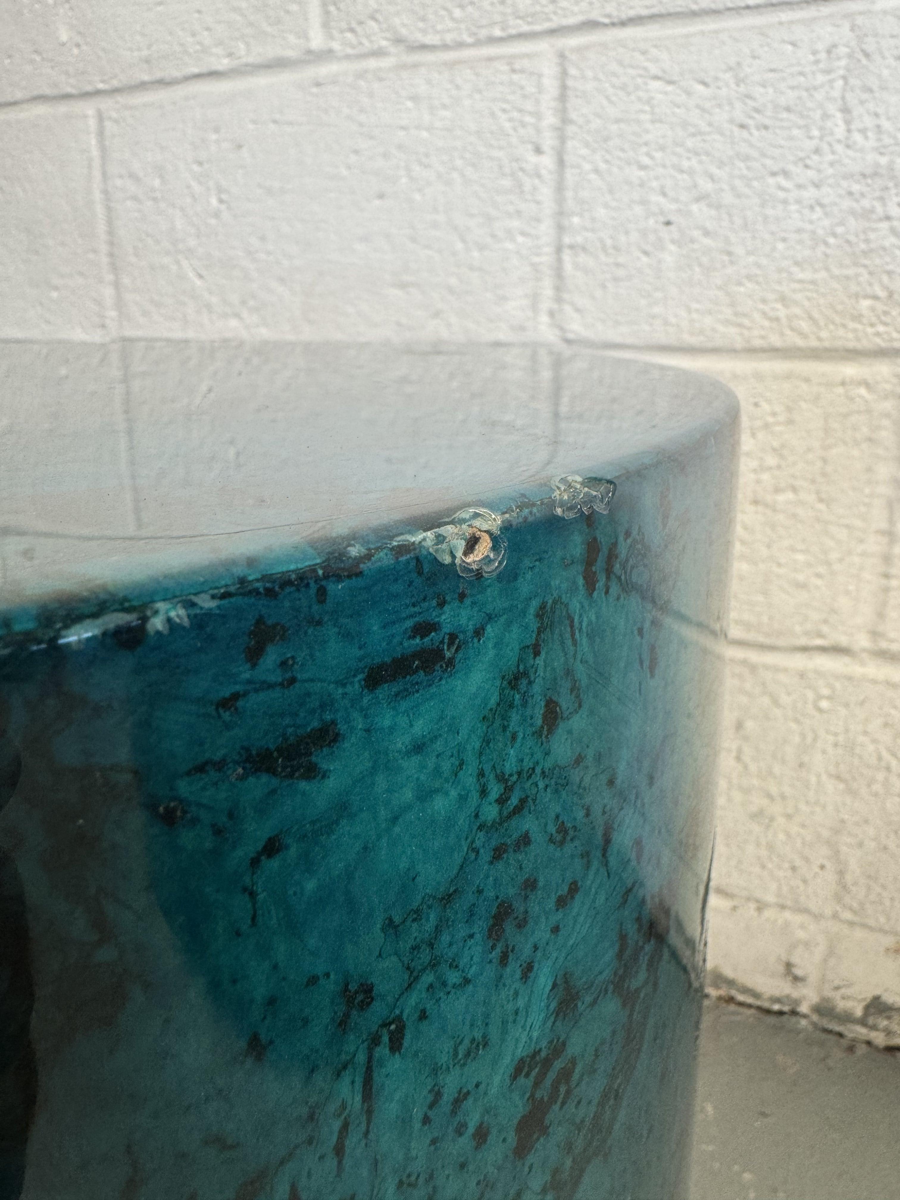 Vintage Cylindrical Faux Marble Nightstands For Sale 9