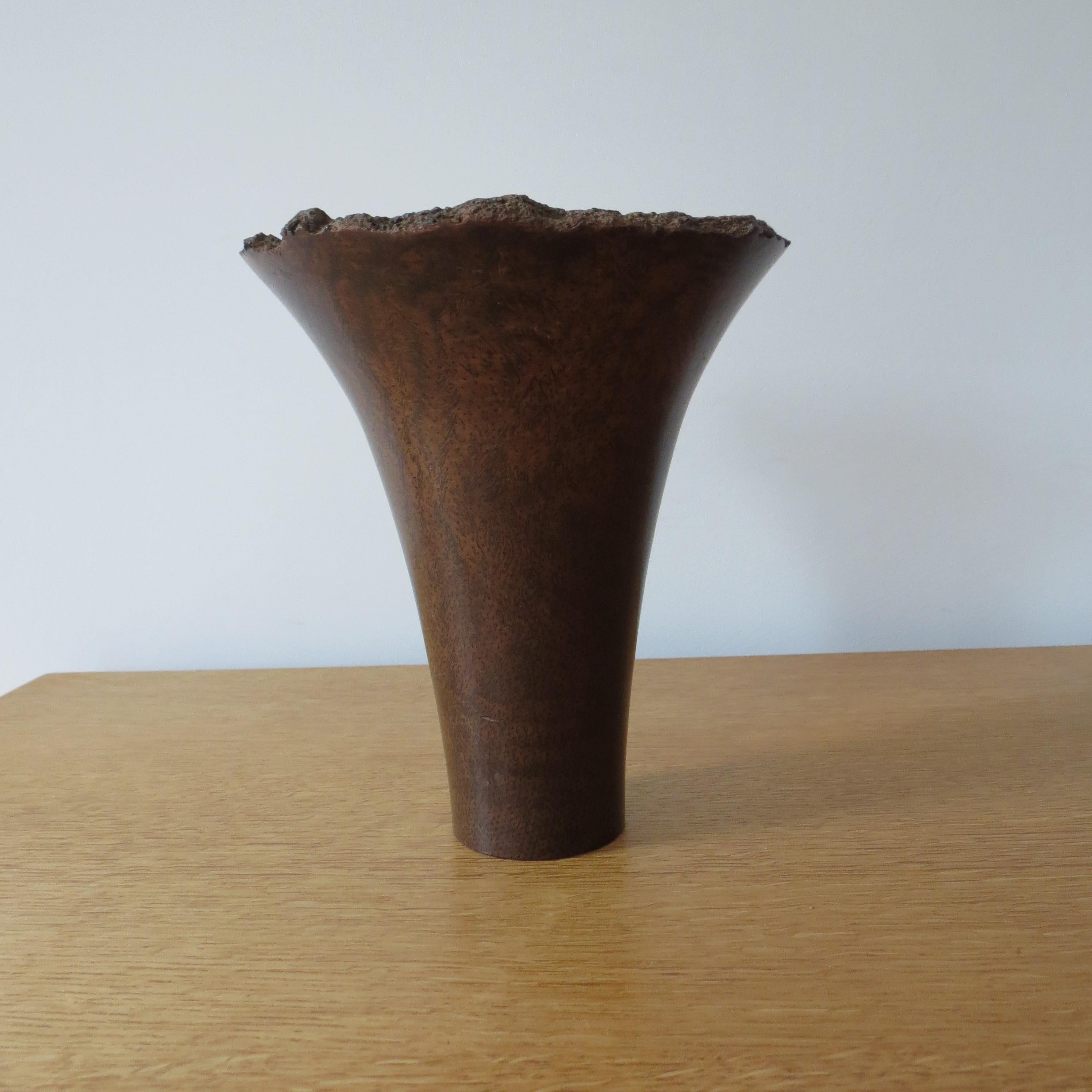 Vintage Cylindrical Form Exotic Wood Hand Turned 'Trumpet' Pot 8