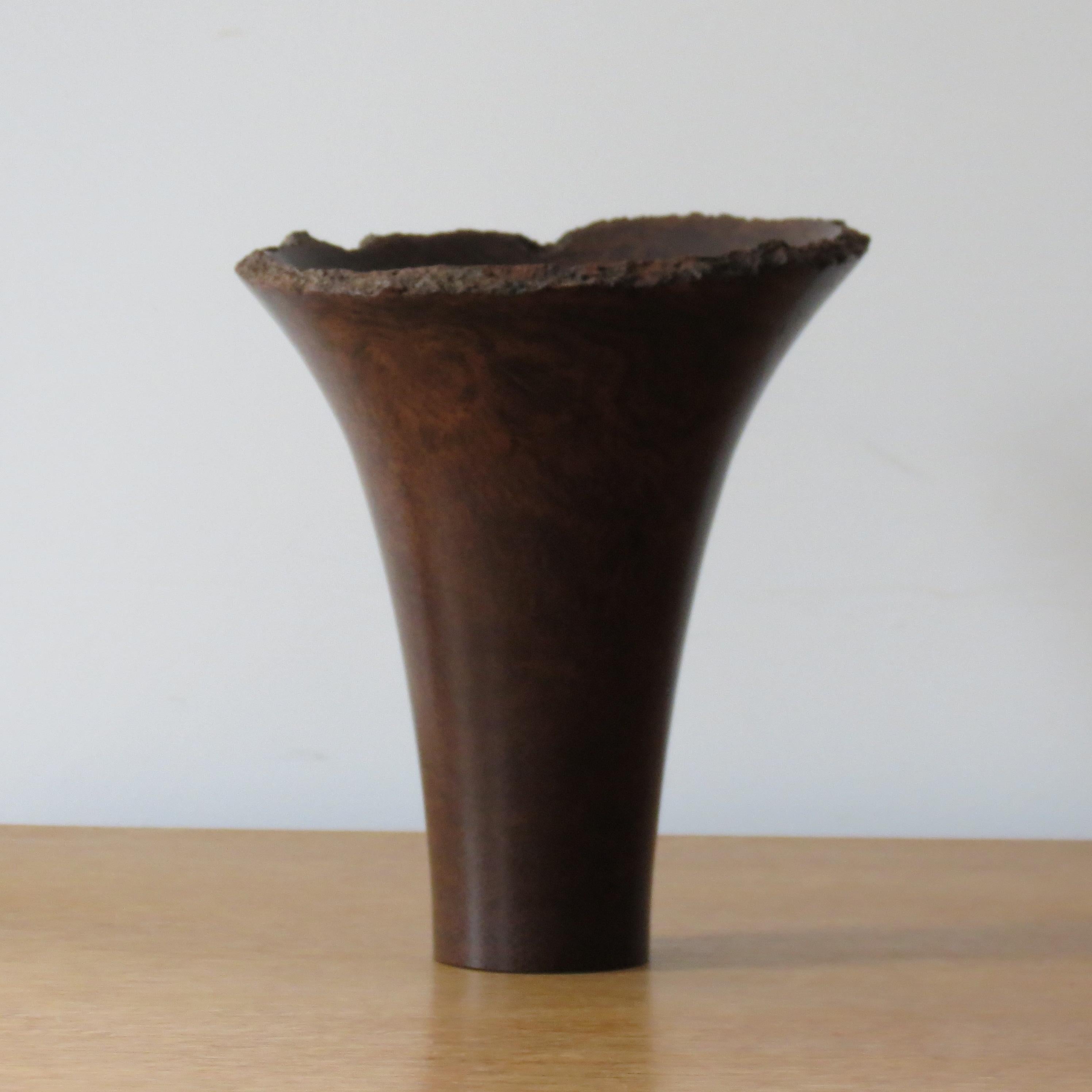 Vintage Cylindrical Form Exotic Wood Hand Turned 'Trumpet' Pot 9