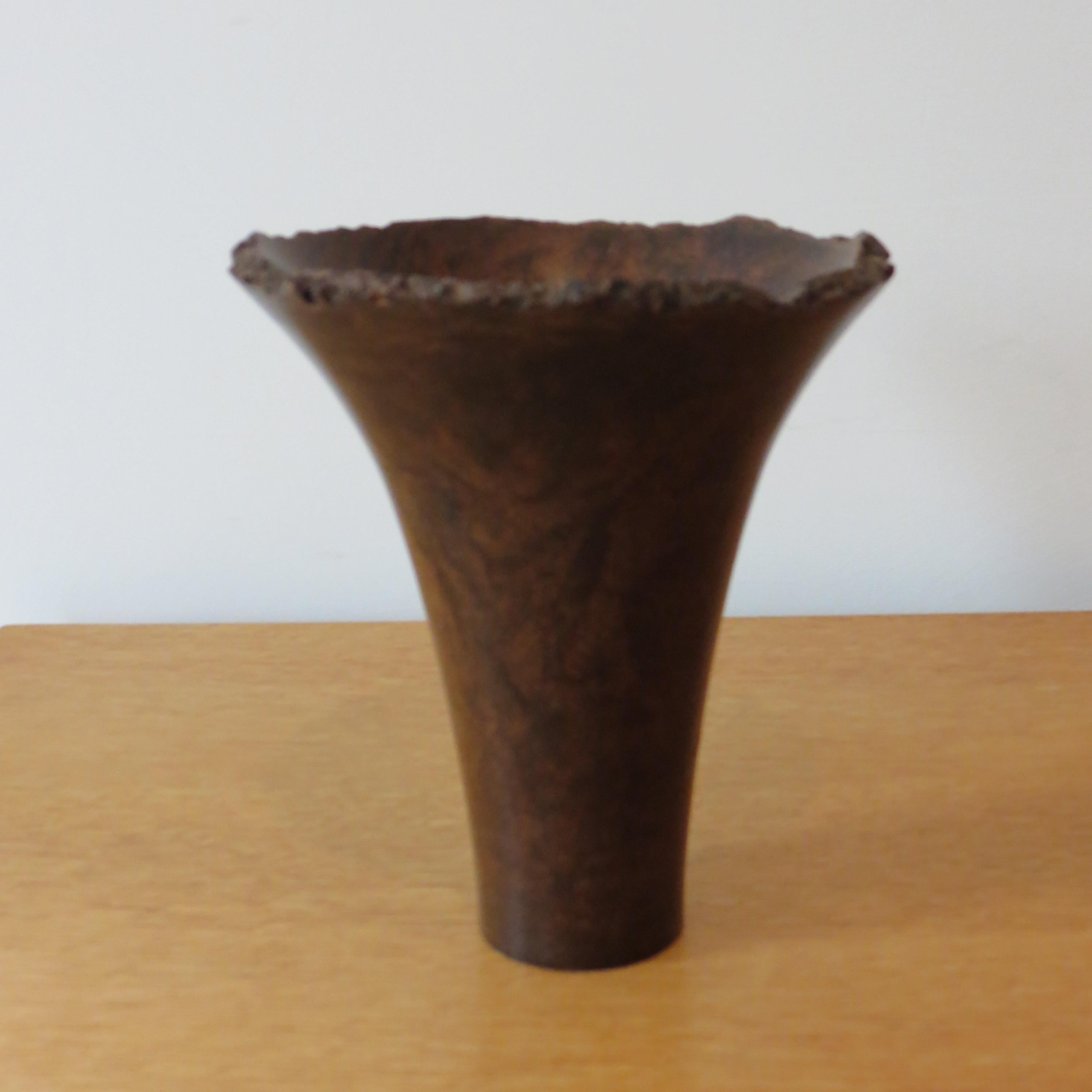 Hand-Crafted Vintage Cylindrical Form Exotic Wood Hand Turned 'Trumpet' Pot