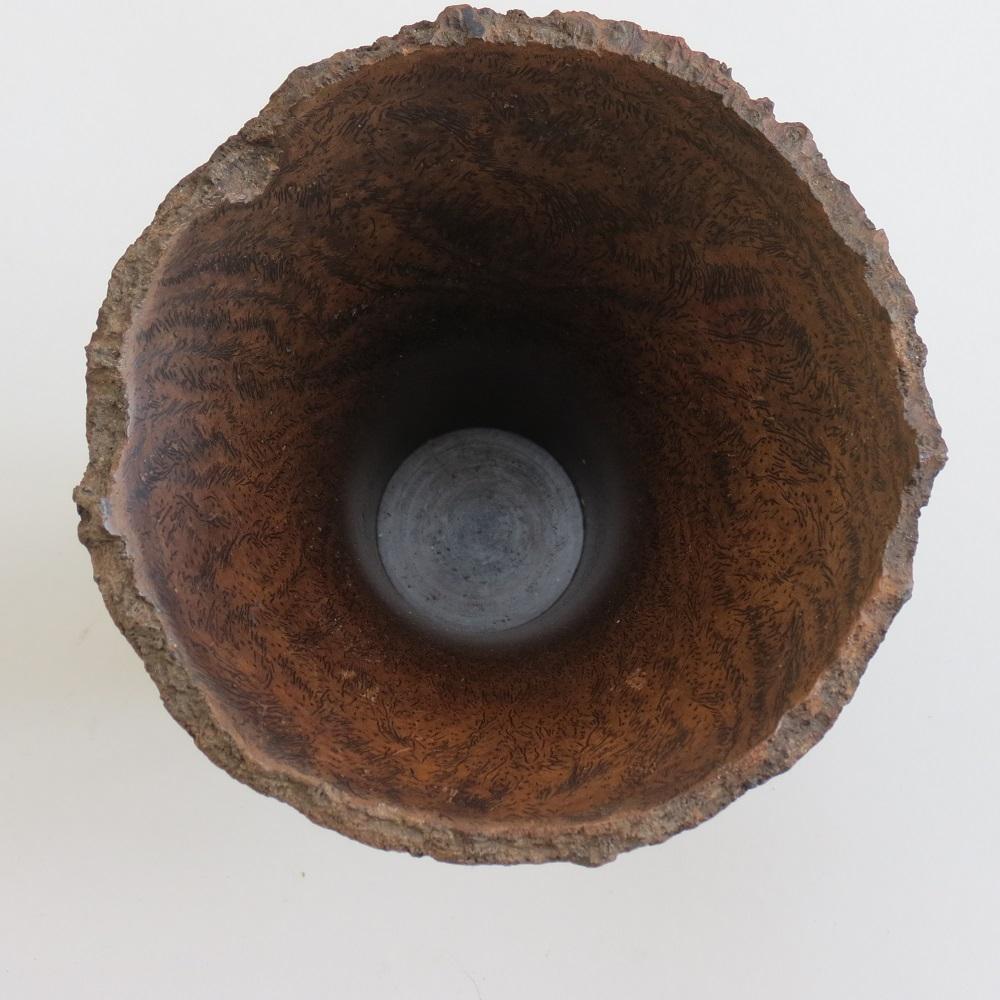 Hand-Crafted Vintage Cylindrical Form Grass Tree Wood Hand Turned 'Trumpet' Pot For Sale