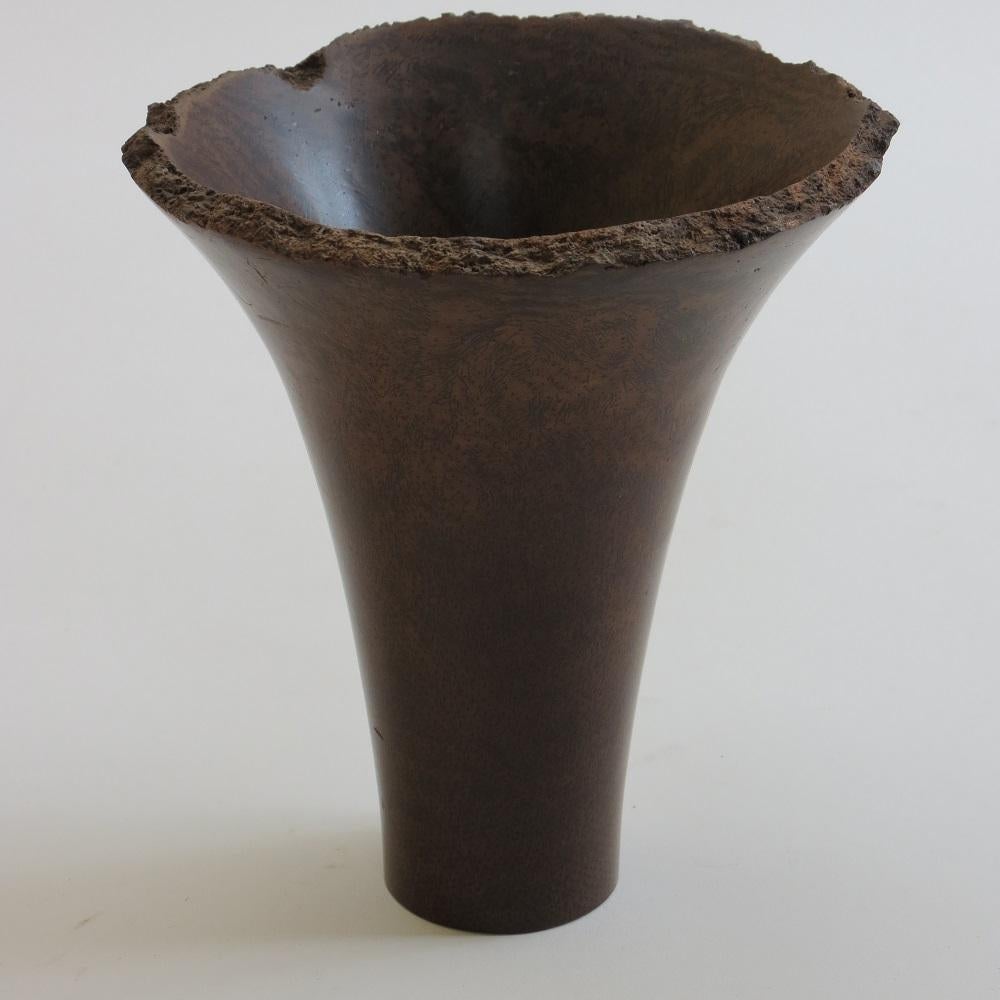Vintage Cylindrical Form Grass Tree Wood Hand Turned 'Trumpet' Pot In Good Condition For Sale In Stow on the Wold, GB