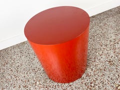 Vintage Cylindrical Red Laminate Drum Table