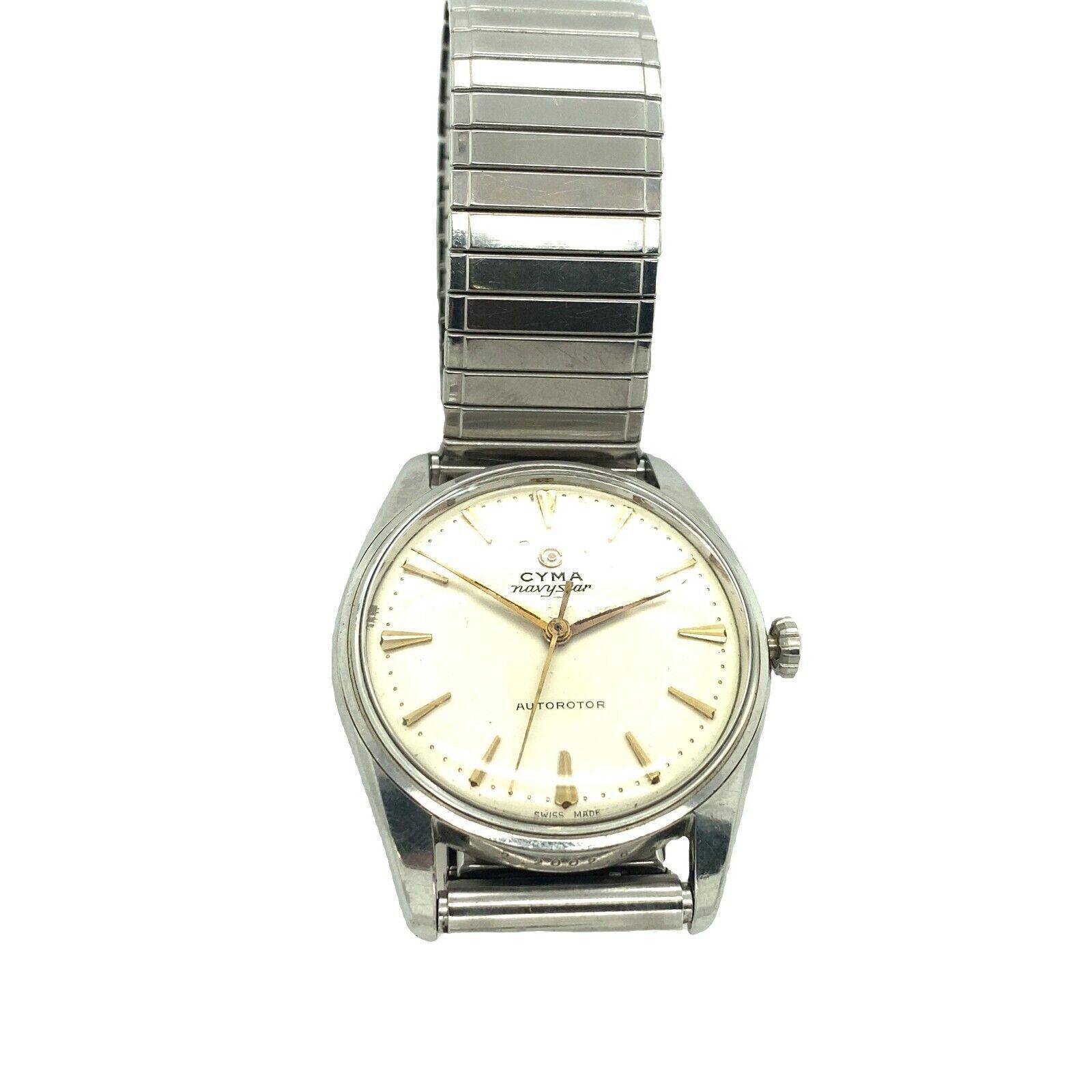 This watch is a vintage Cyma, it's in fantastic condition and works perfectly. It has a polished stainless steel case and a stainless steel bracelet.

Additional Information:
Case Size: 70mm
Case Thickness: 14mm
Reference Number: 219291
Strap Width: