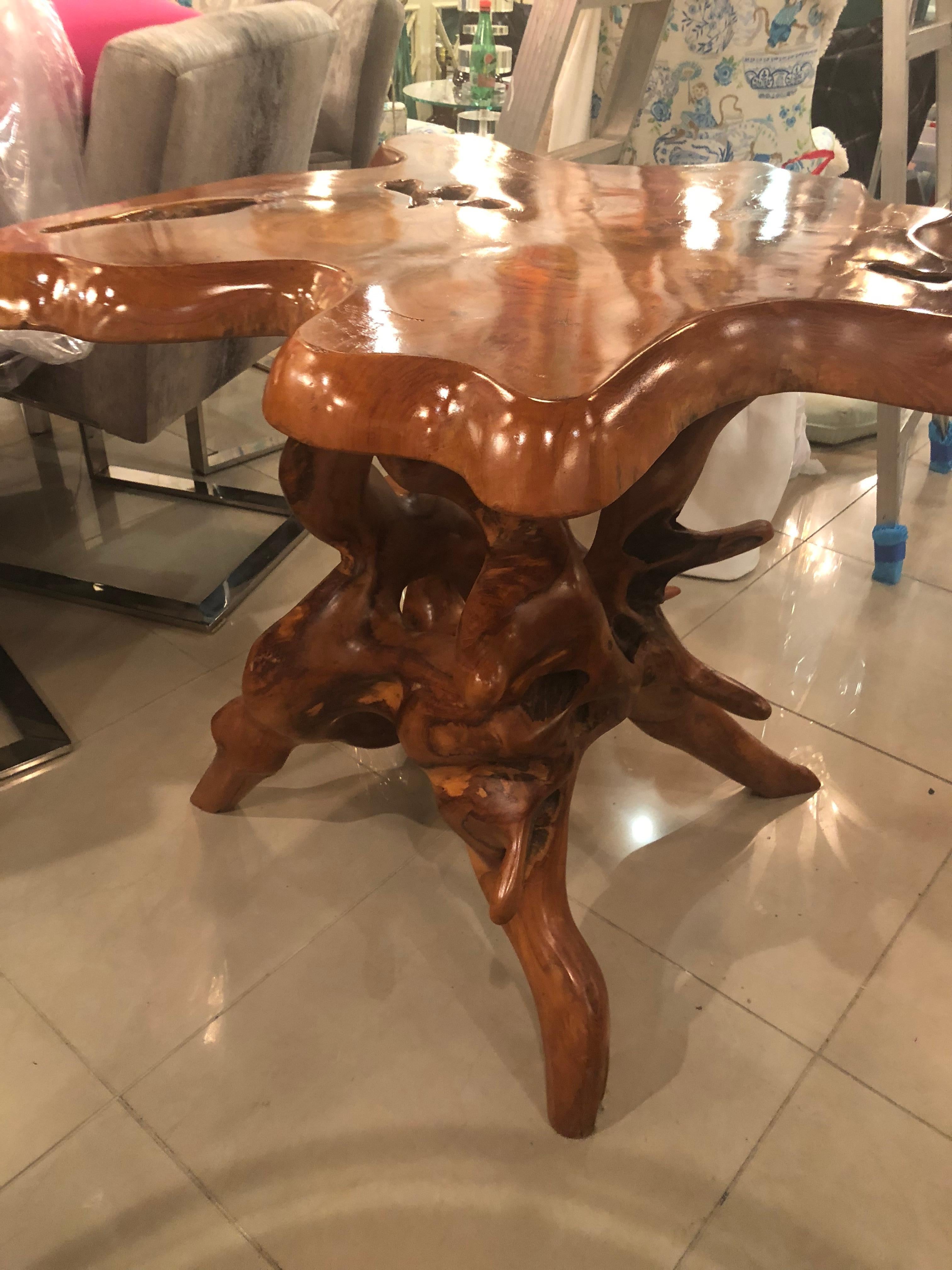 Vintage Cypress Tree Free-Form Entry Hall Dining Game Table 3