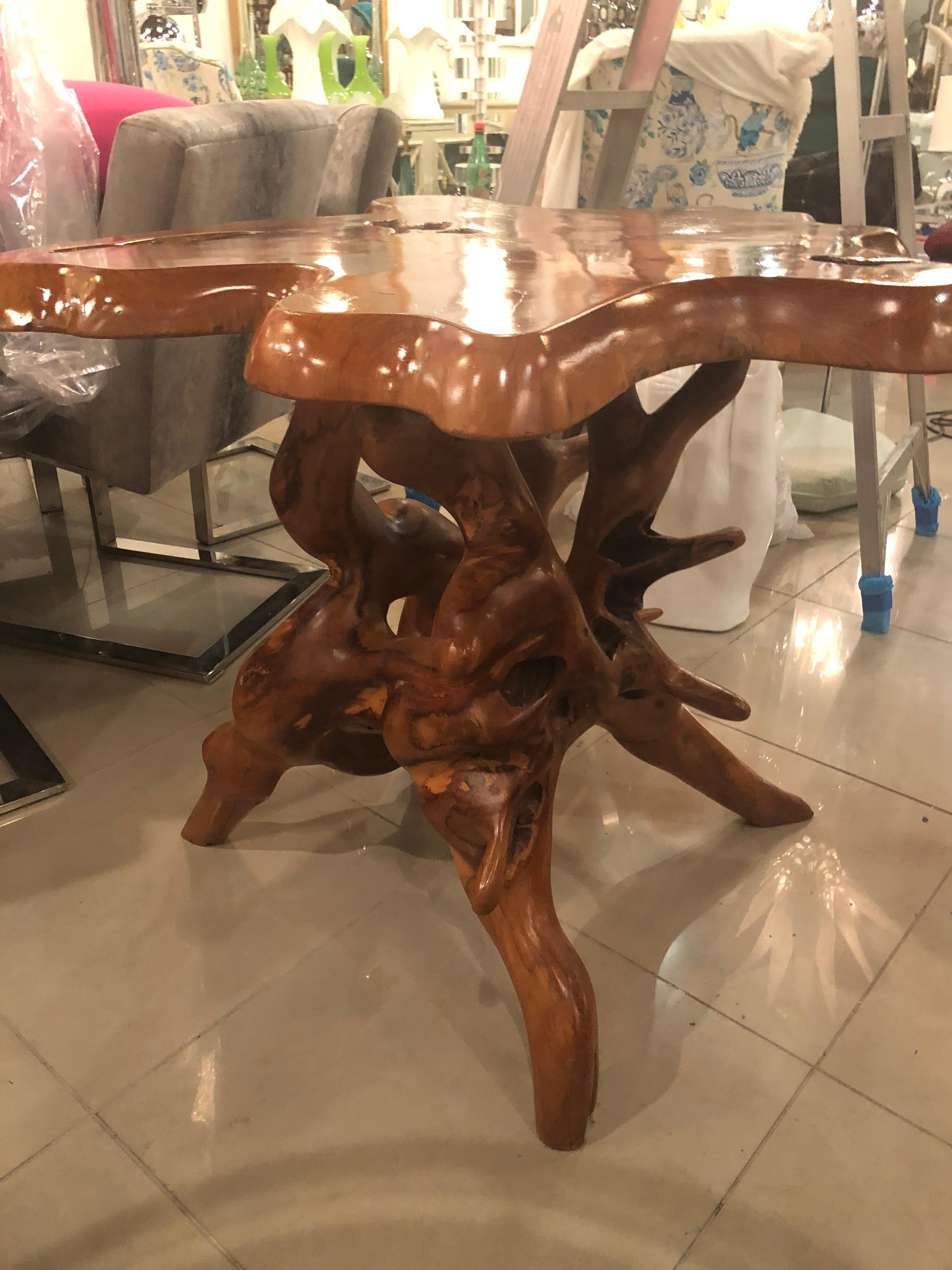 Vintage Cypress Tree Free-Form Entry Hall Dining Game Table 4