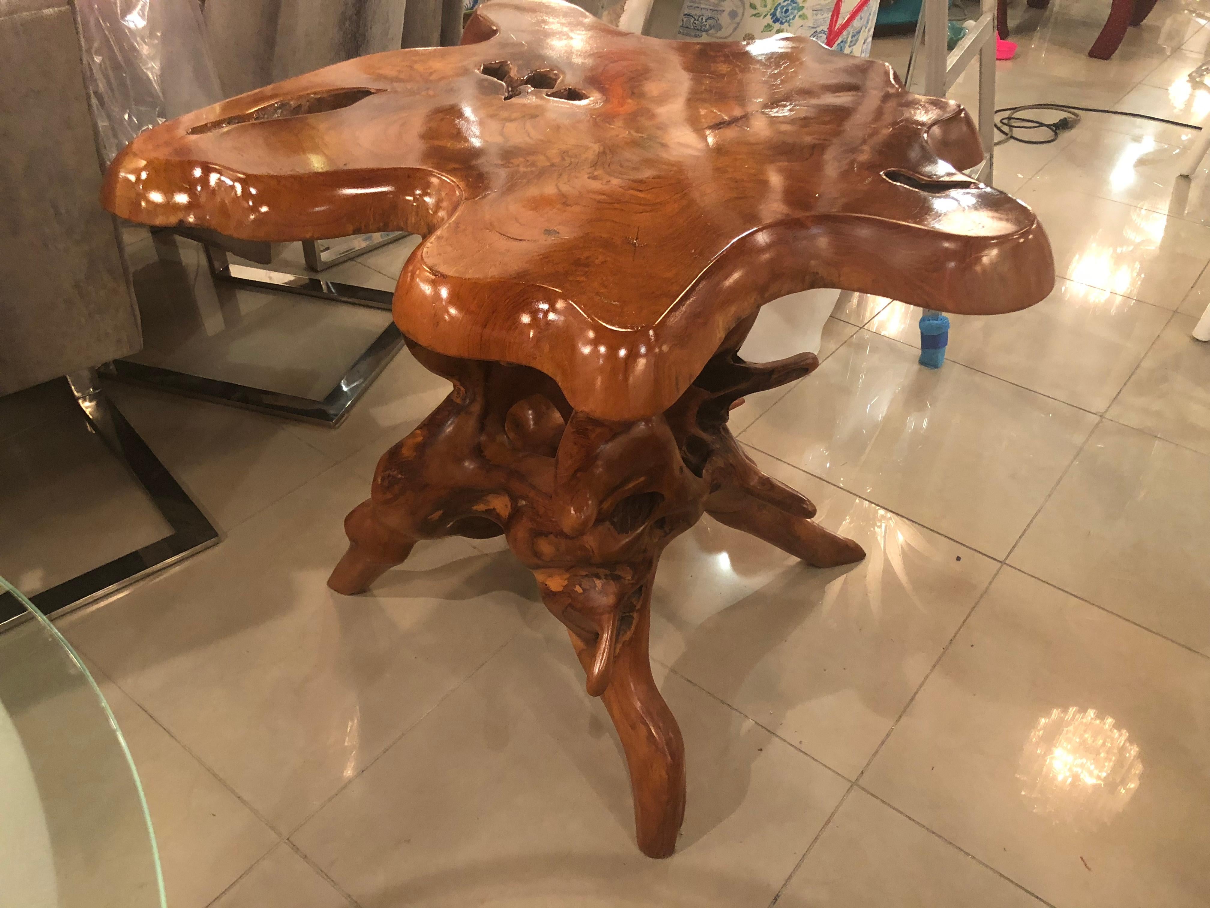 Vintage Cypress Tree Free-Form Entry Hall Dining Game Table 5