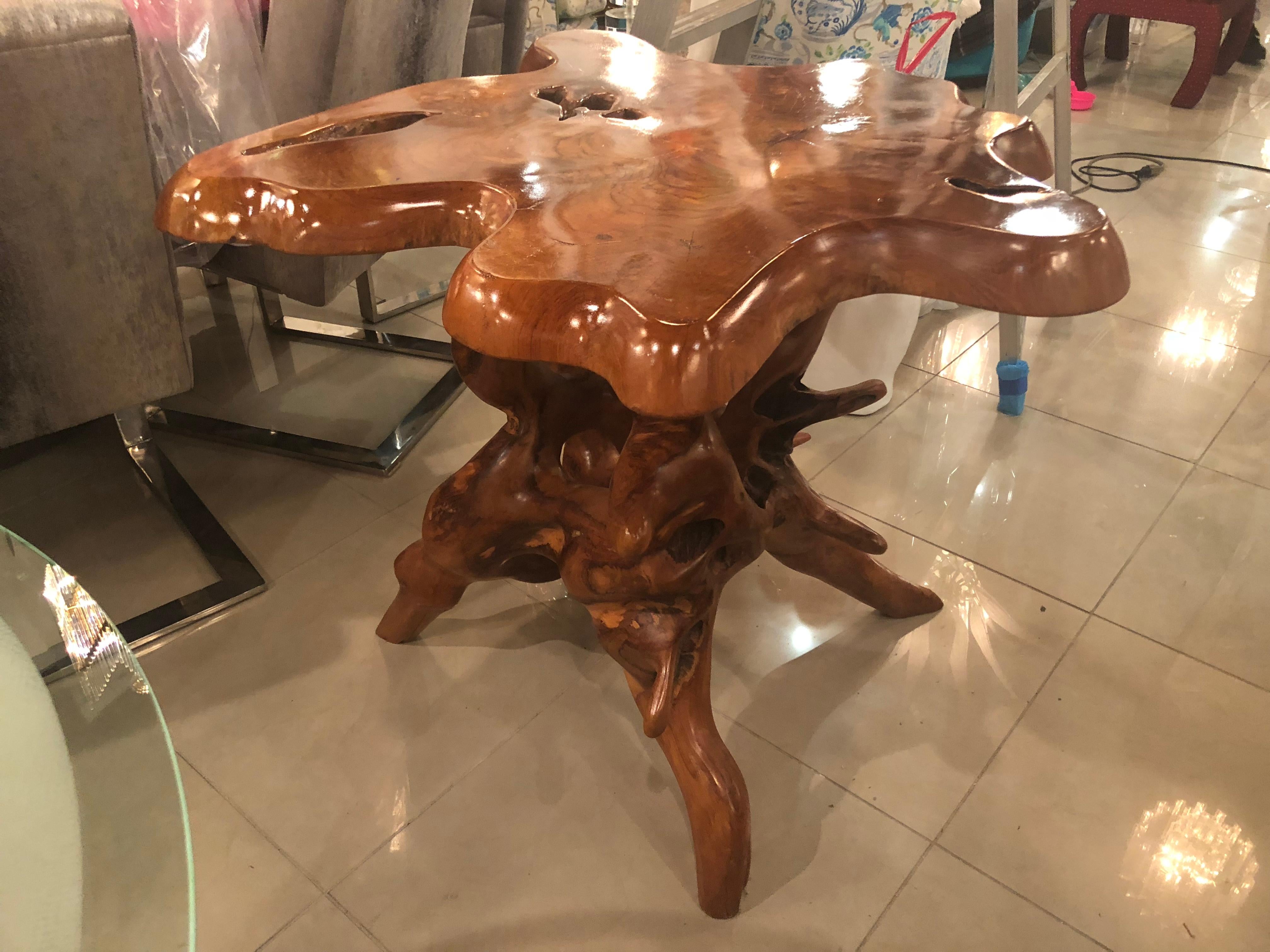 Vintage Cypress Tree Free-Form Entry Hall Dining Game Table 6