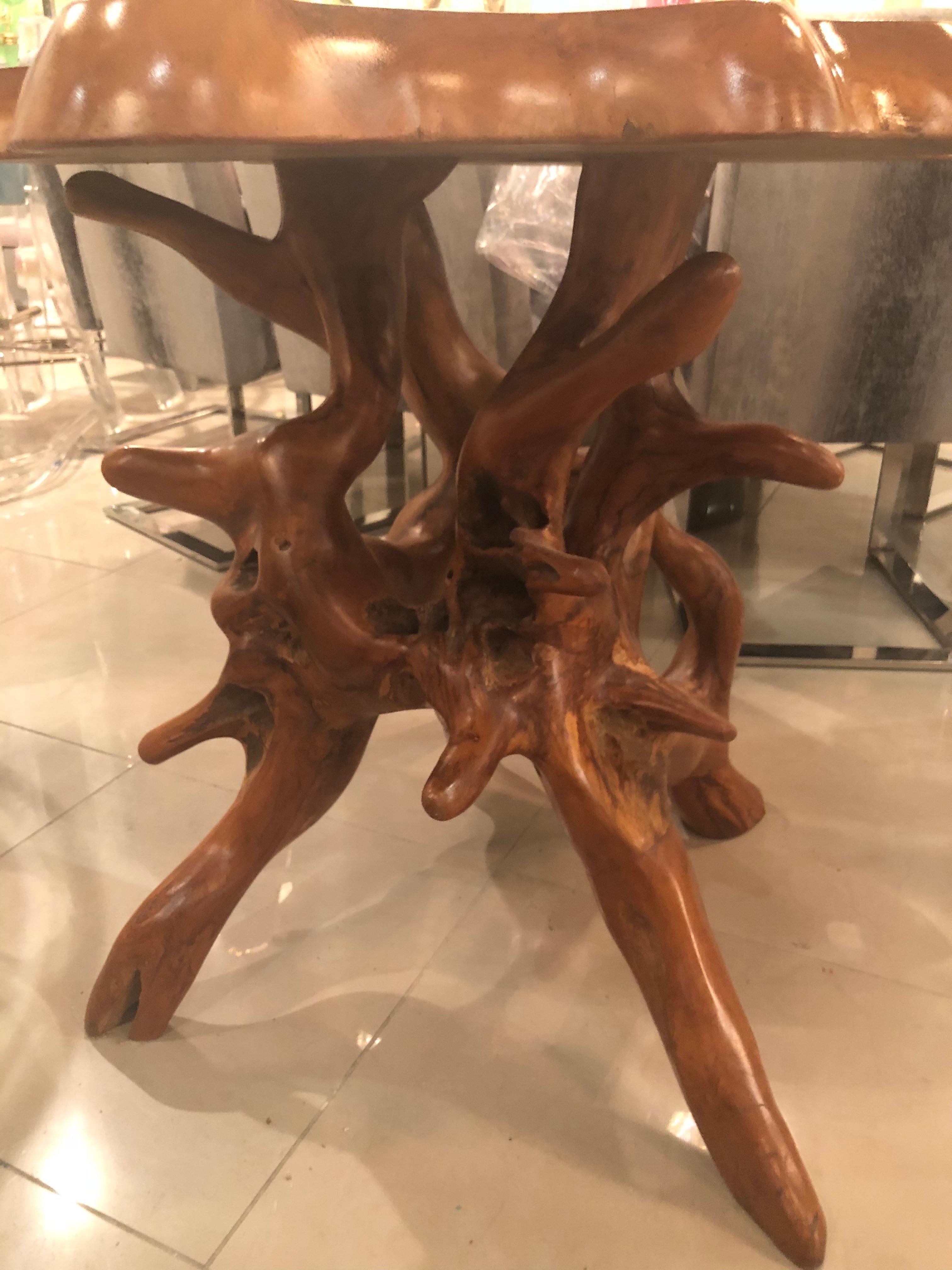 Mid-Century Modern Vintage Cypress Tree Free-Form Entry Hall Dining Game Table