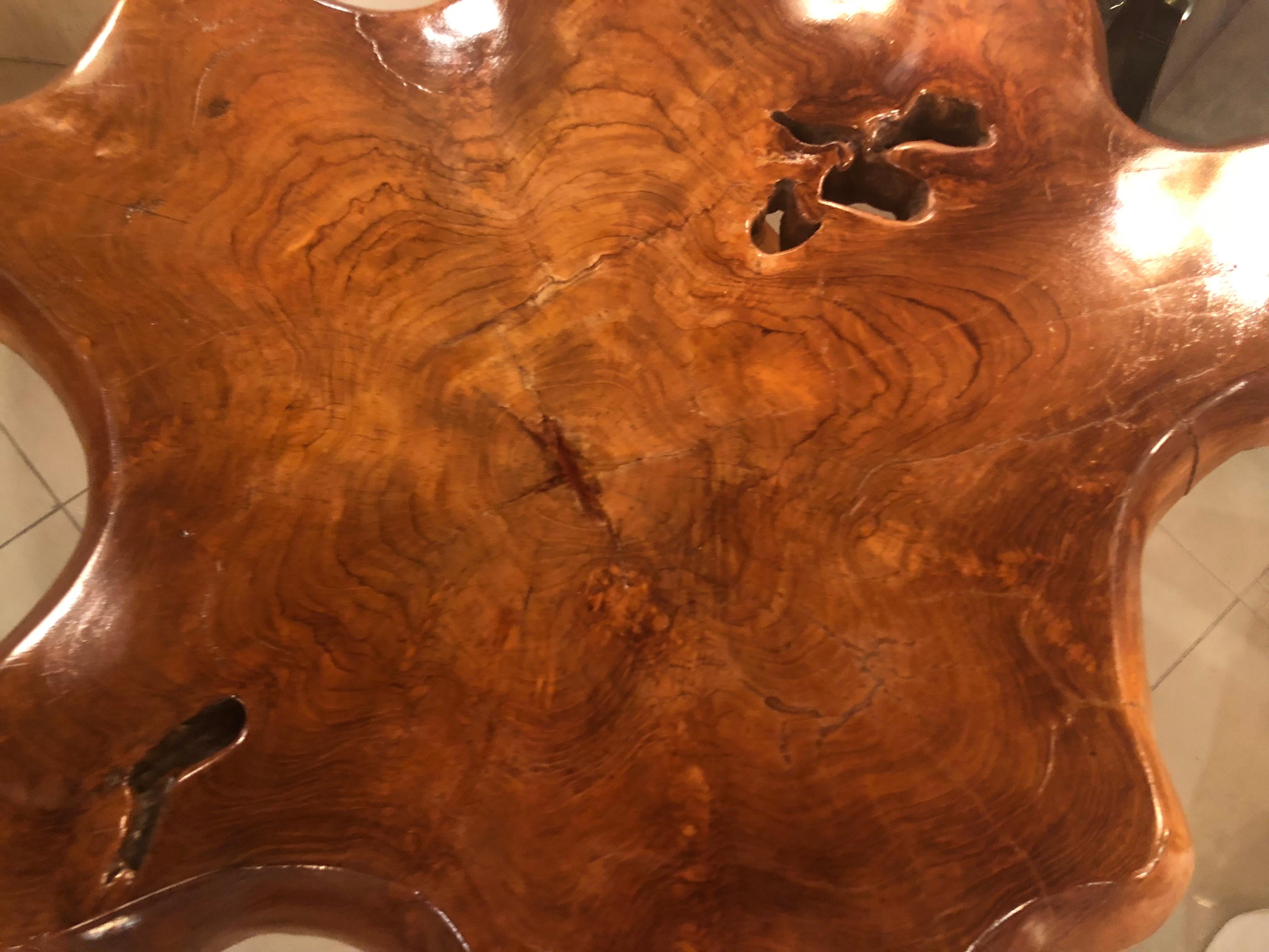 Vintage Cypress Tree Free-Form Entry Hall Dining Game Table In Good Condition In West Palm Beach, FL