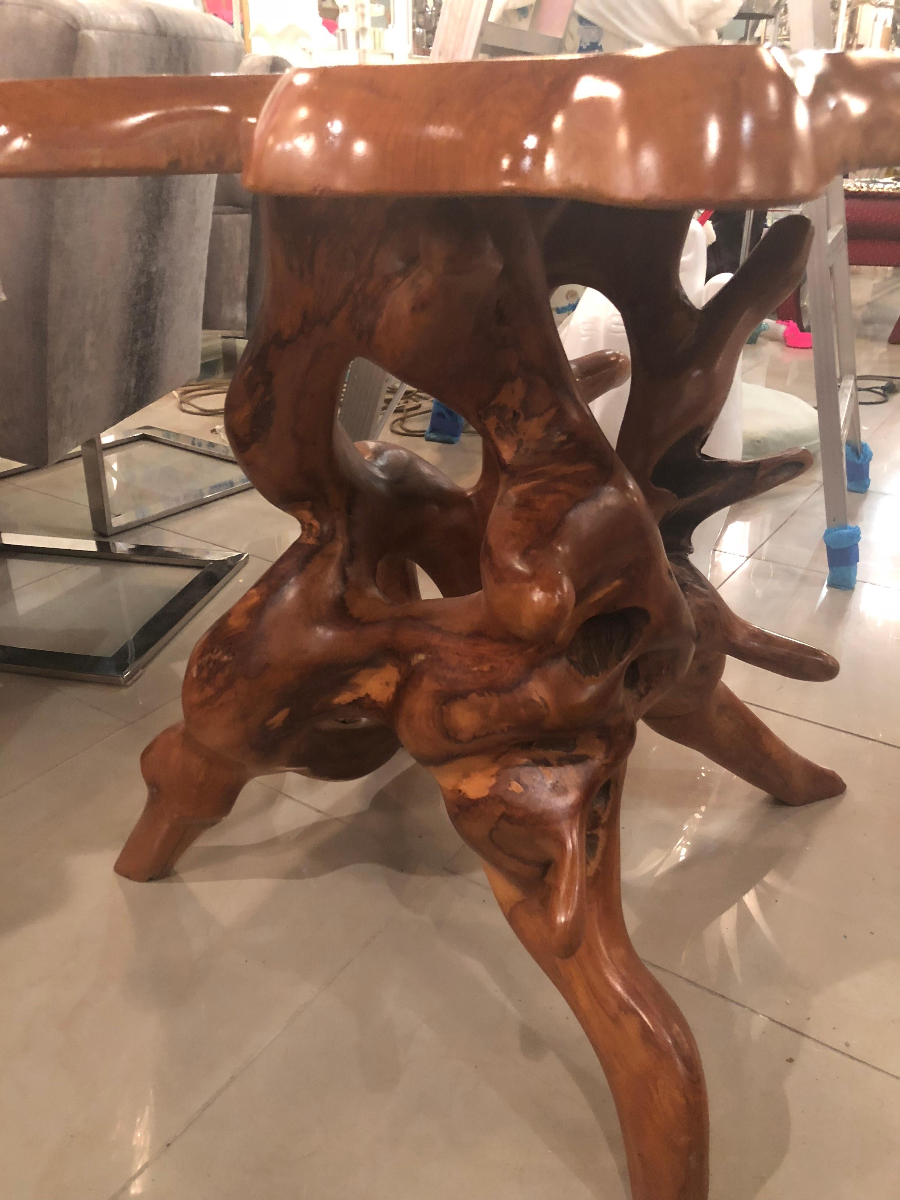 Mid-20th Century Vintage Cypress Tree Free-Form Entry Hall Dining Game Table