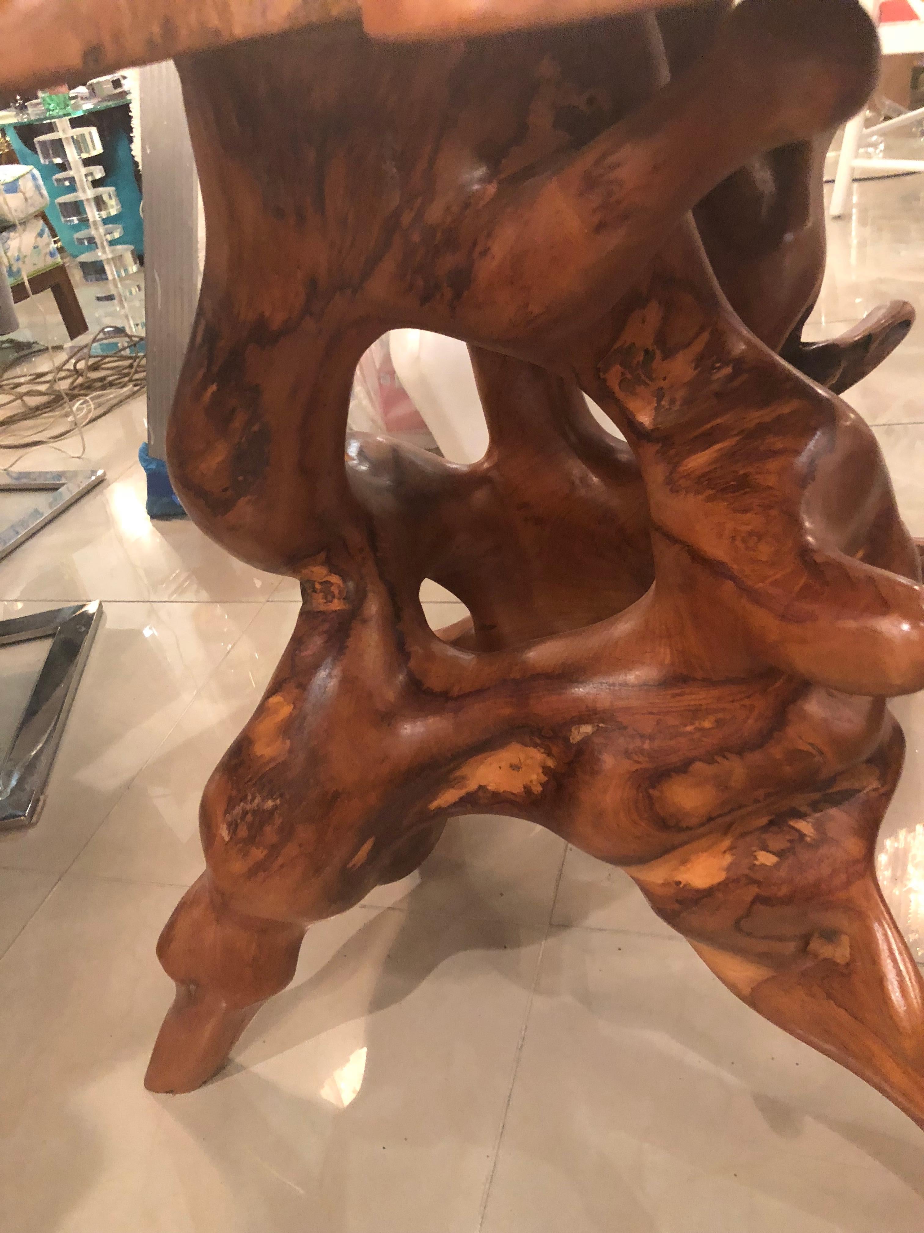 Wood Vintage Cypress Tree Free-Form Entry Hall Dining Game Table