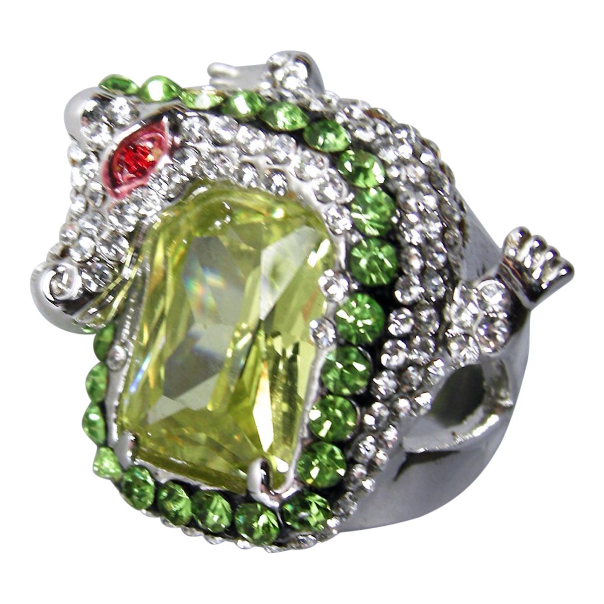 Vintage CZ/Rhinestone Alligator Ring For Sale