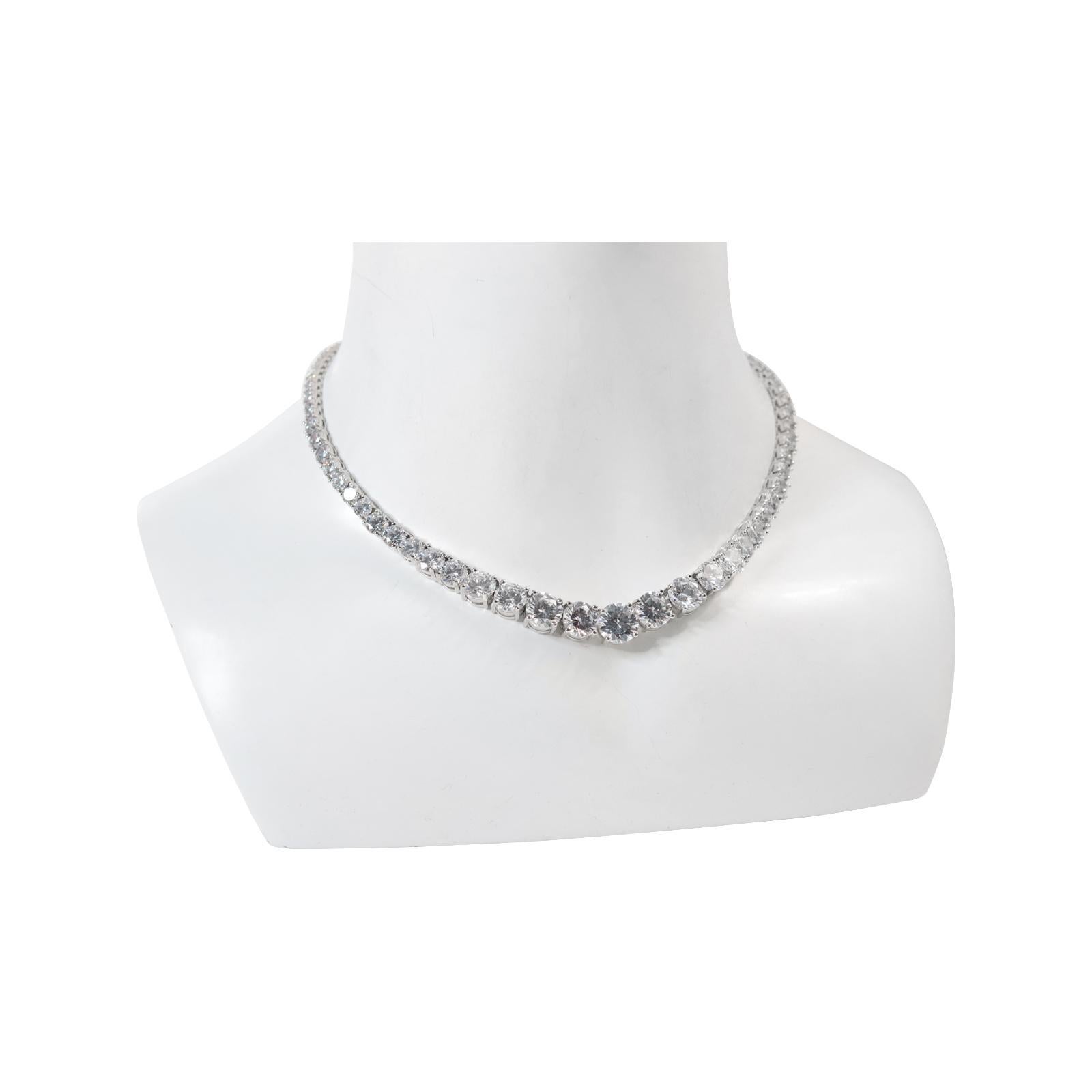 Collar Vintage CZ Forma Redonda Circa 1990s en venta 3