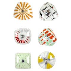 Lámparas colgantes de cristal checo vintage de los años 70, juego de 6 geométricas de colores