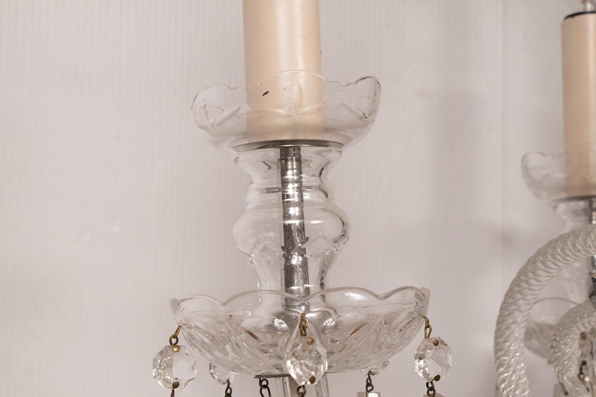Cut Glass Vintage Czech Chandelier, circa 1960 For Sale