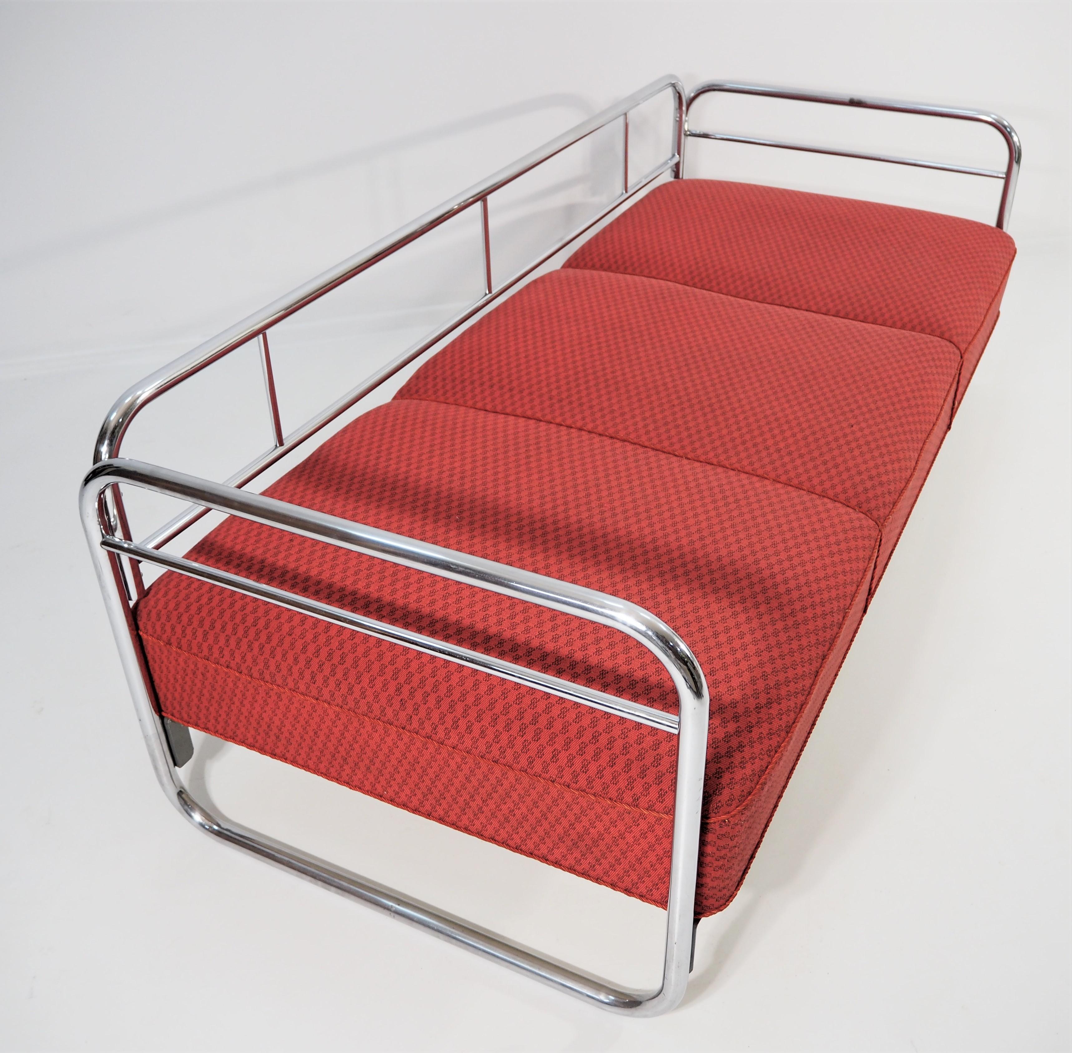 Vintage Czech Chrome Sofa by Robert Slezák for Slezák, 1950s For Sale 5