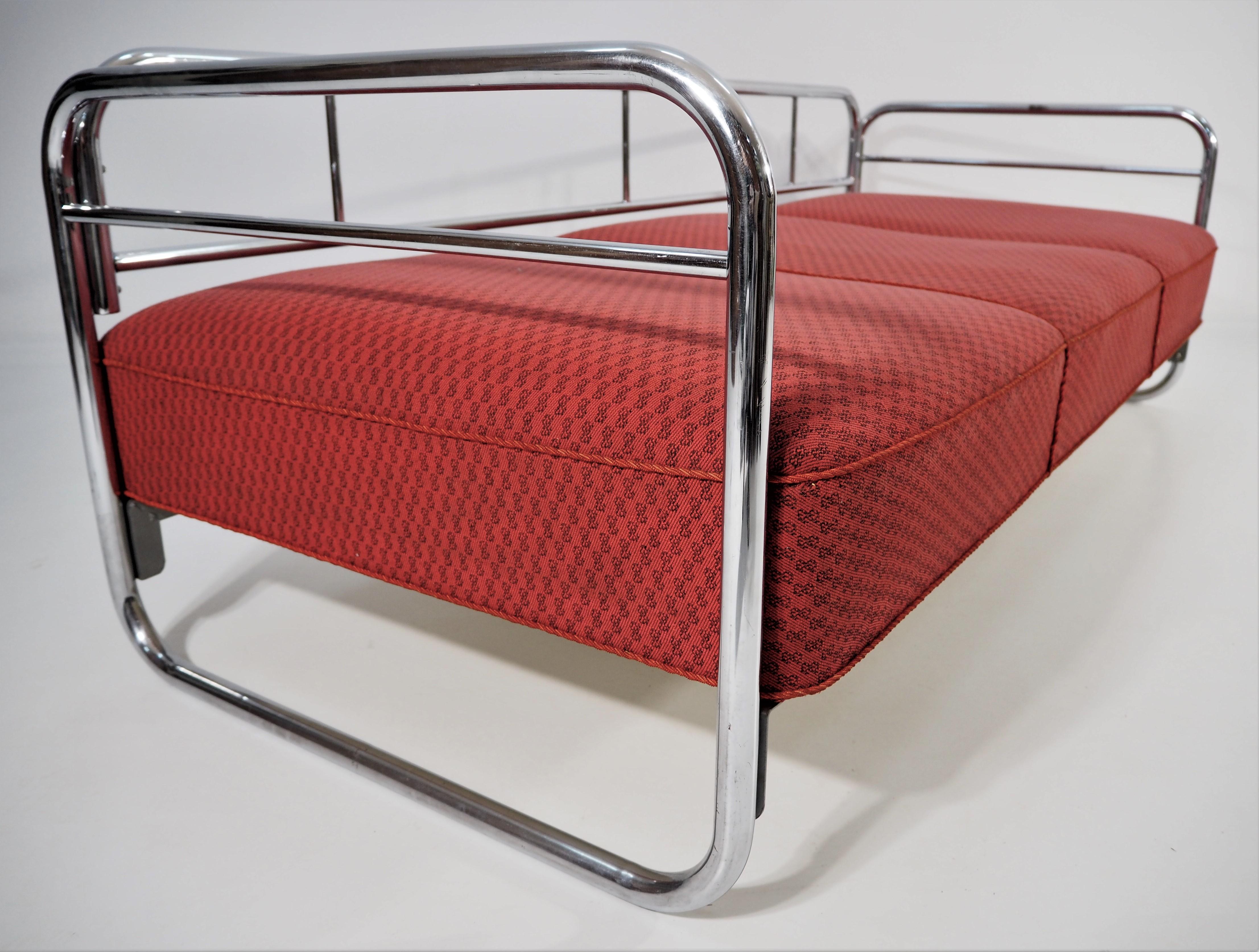 Vintage Czech Chrome Sofa by Robert Slezák for Slezák, 1950s For Sale 7
