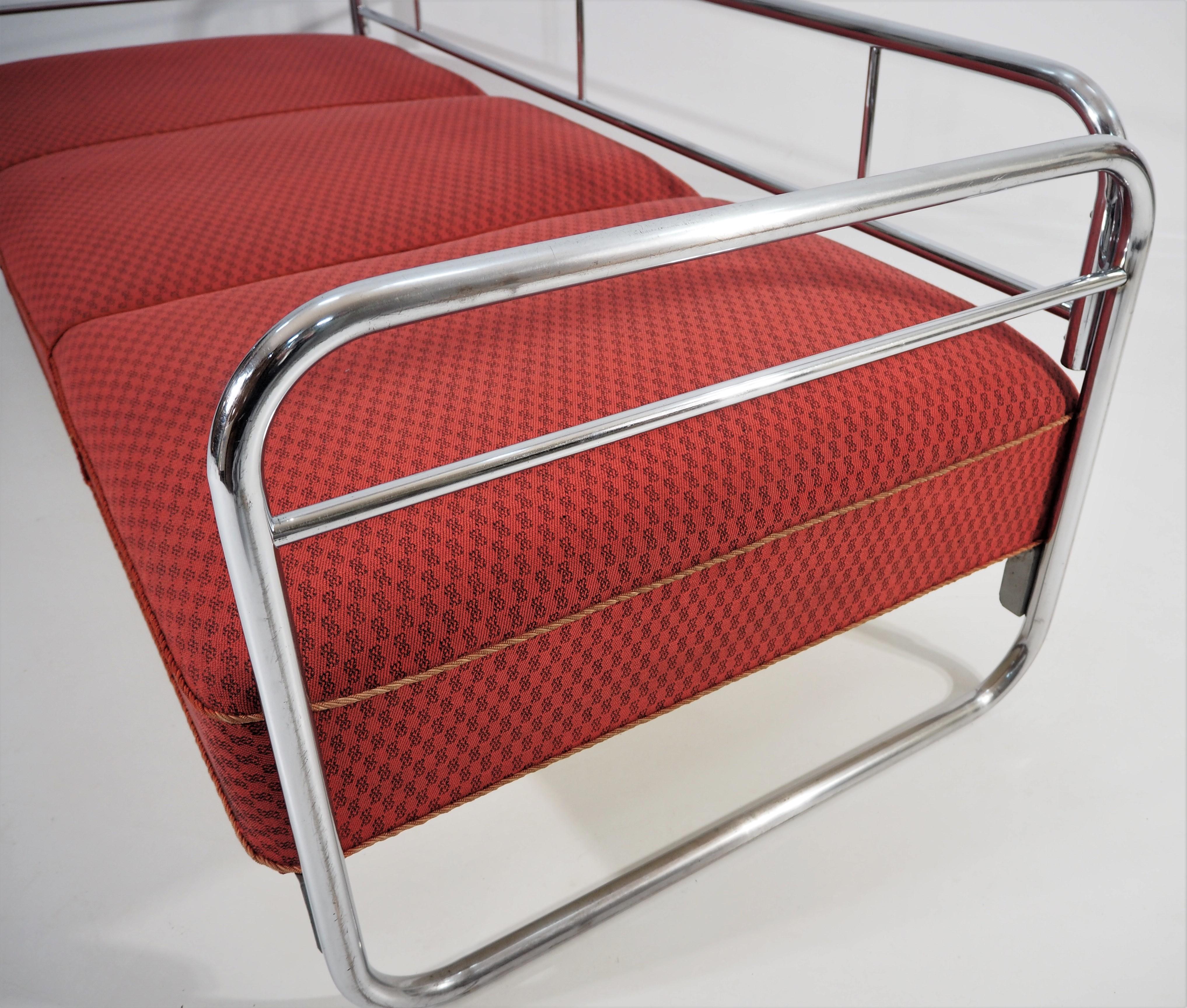 Vintage Czech Chrome Sofa by Robert Slezák for Slezák, 1950s For Sale 8