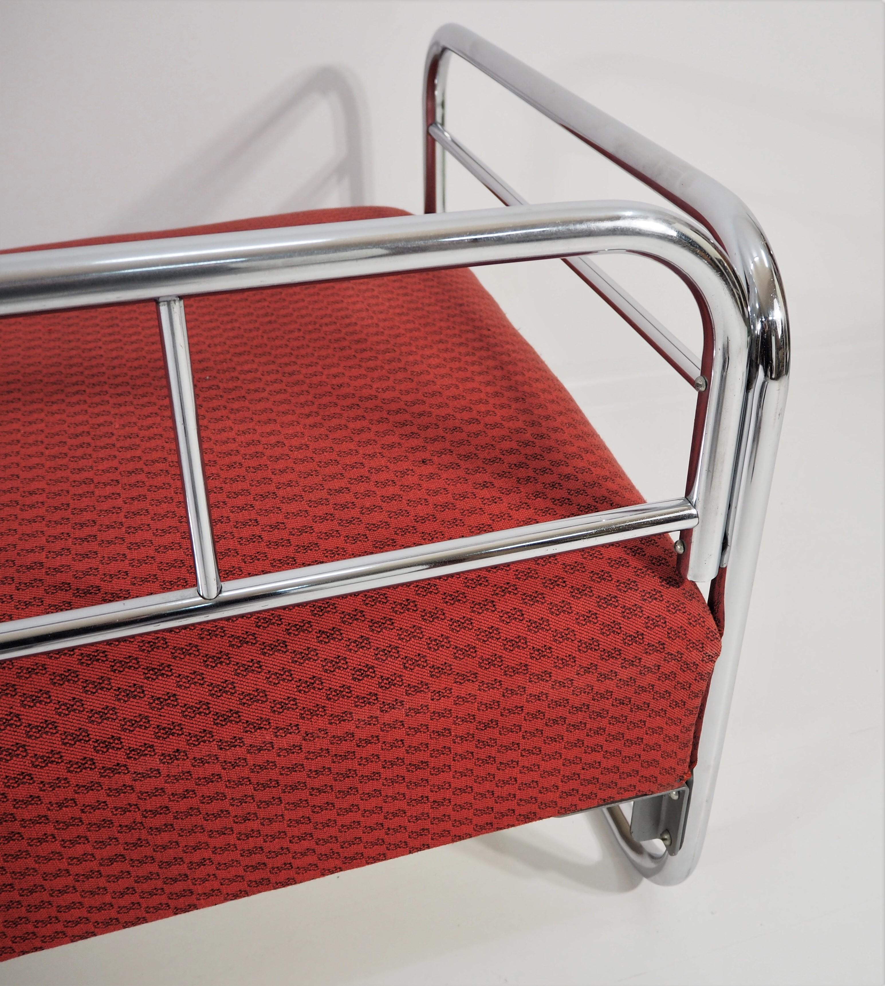 Bauhaus Vintage Czech Chrome Sofa by Robert Slezák for Slezák, 1950s For Sale