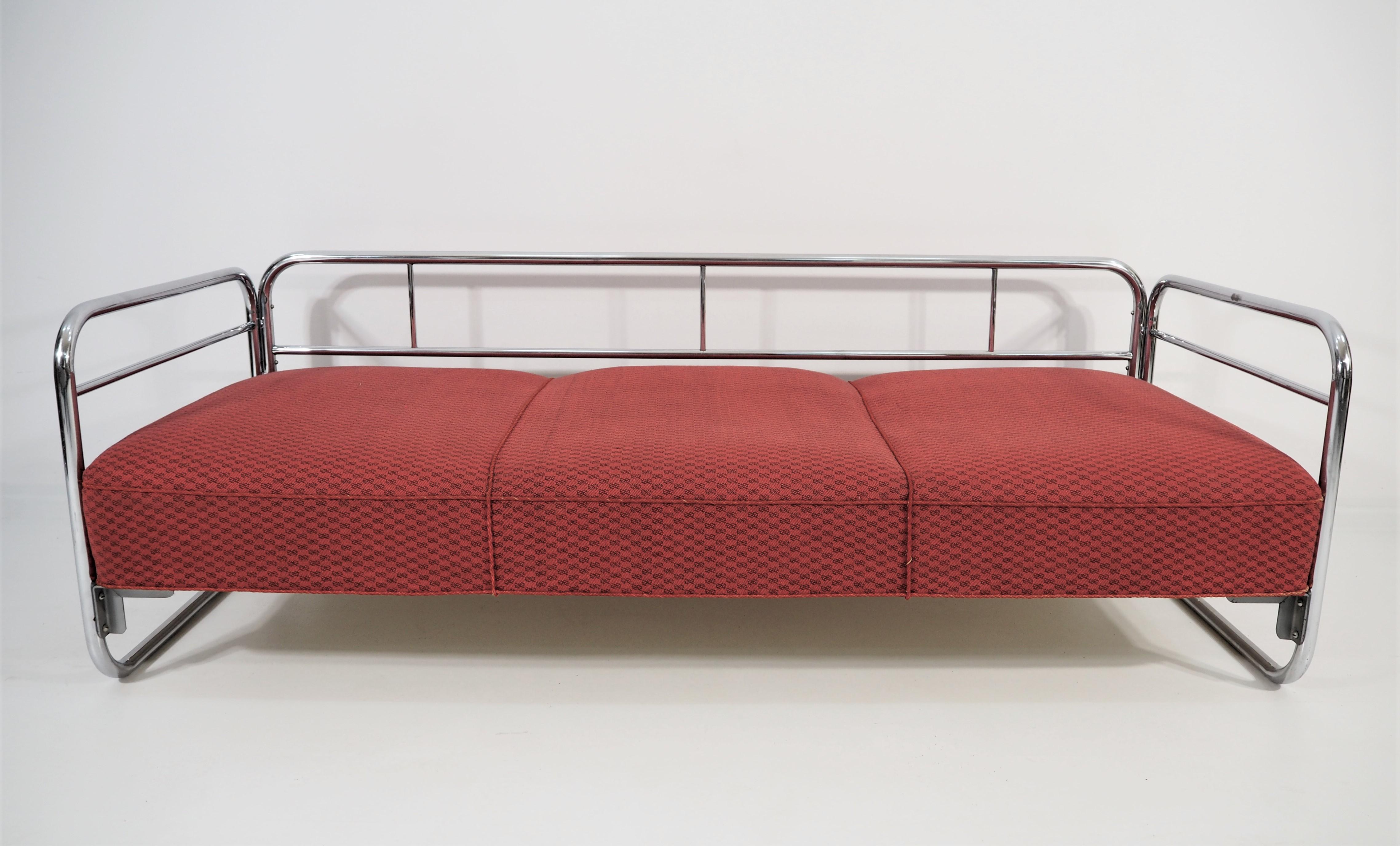 Vintage Czech Chrome Sofa by Robert Slezák for Slezák, 1950s For Sale 2