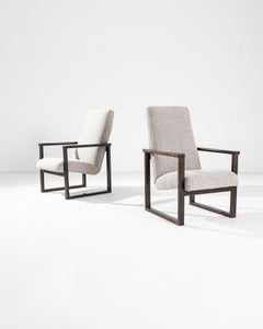 Vintage Czech Gray Boucle Armchairs, a Pair