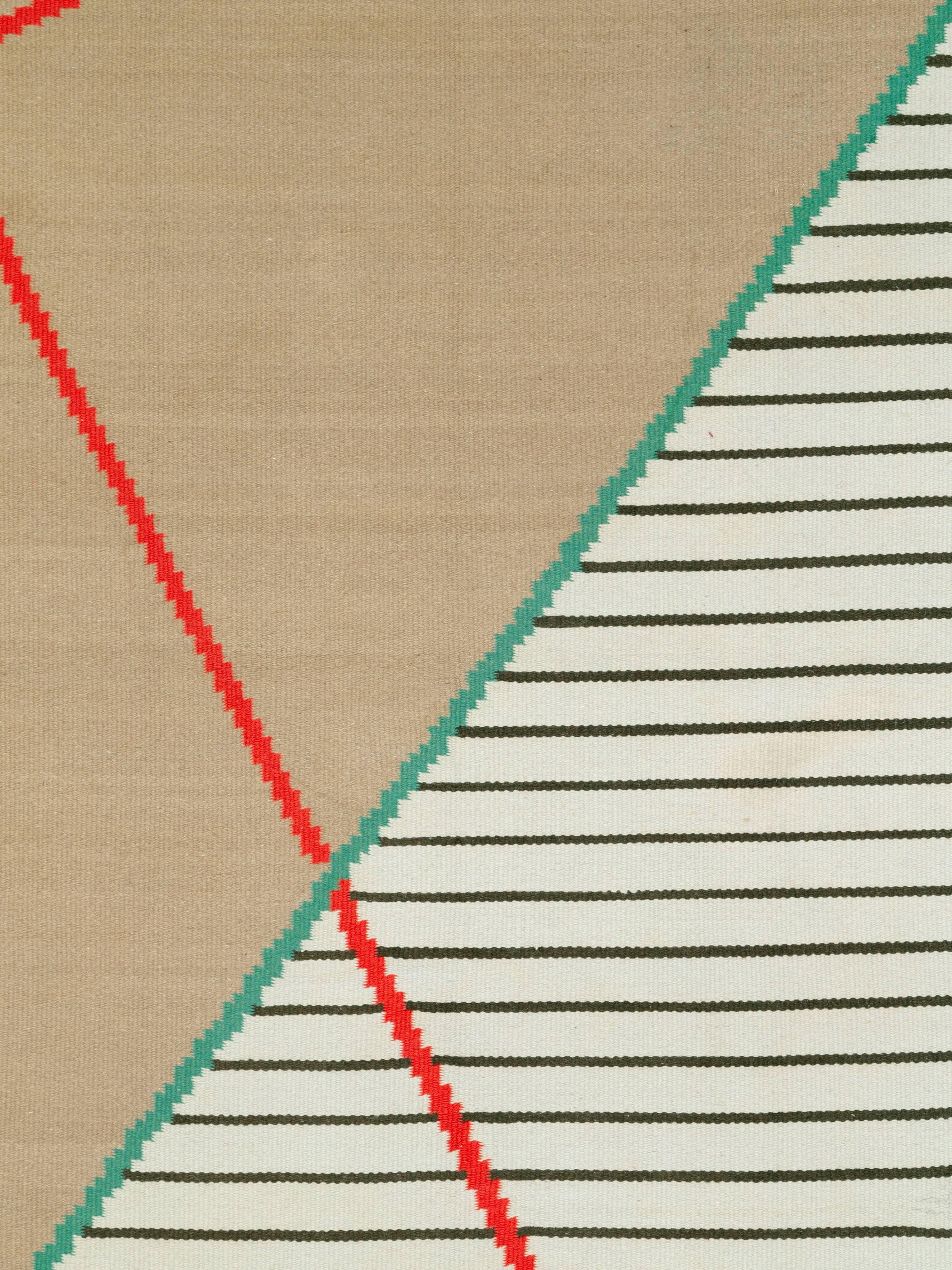 A vintage Czech flat-woven Kilim from the mid-20th century by Antonín Kybal.