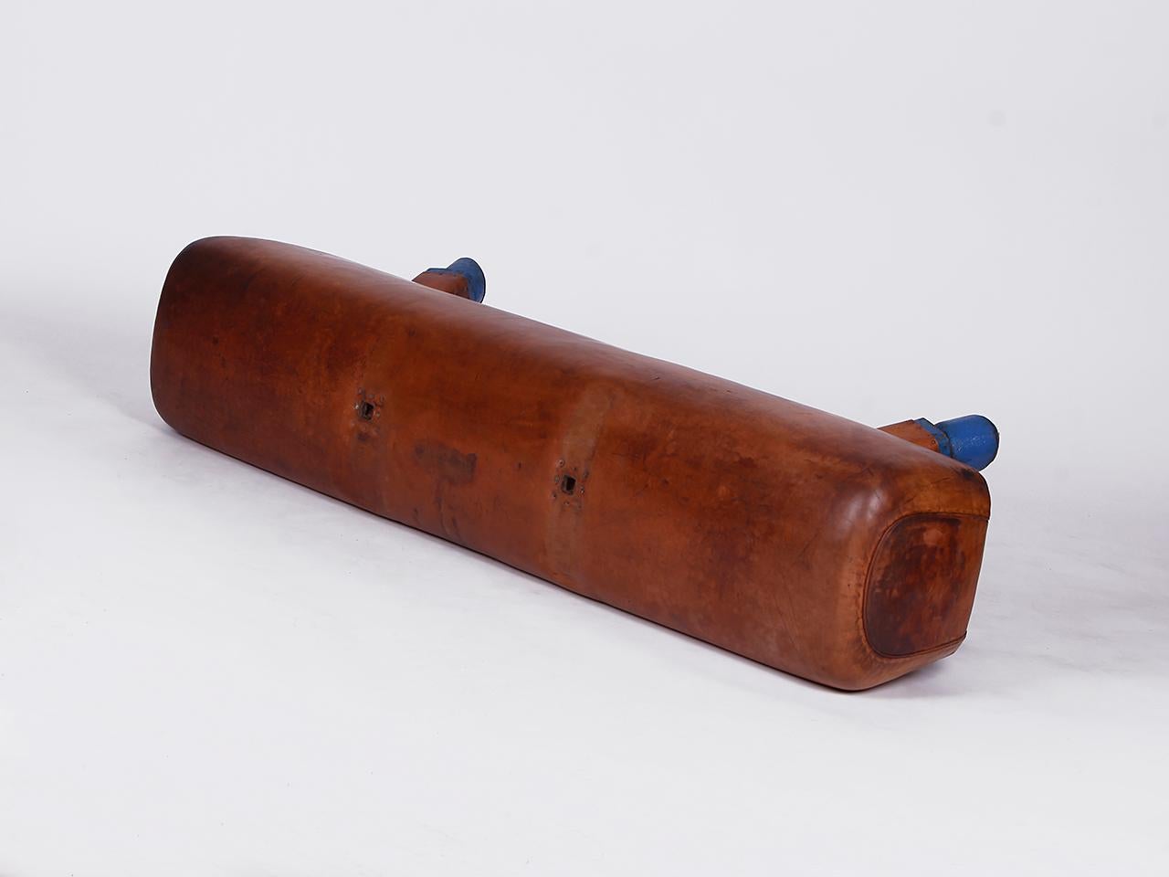 Tschechische Gymnastik-Bank/Pommelpferd/Holz- Handels-Top aus Leder, Vintage 1930er Jahre im Angebot 5