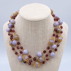 Vintage Czech Long Purple Necklace 1930's