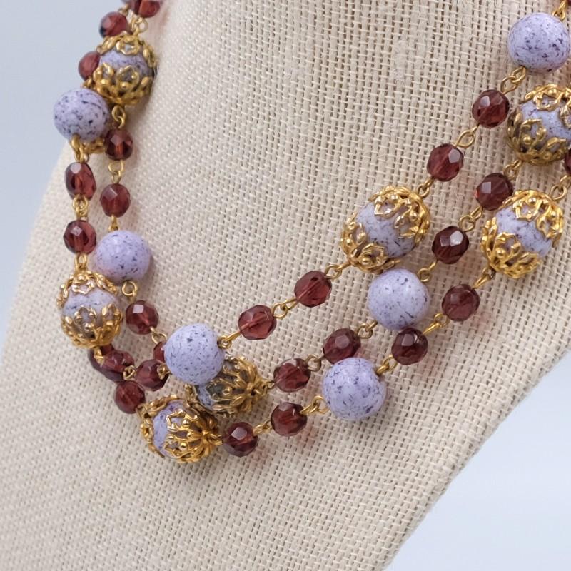 Women's or Men's Vintage Czech Long Purple Necklace 1930's