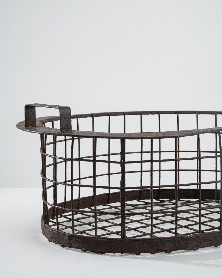 Vintage Czech Metal Basket For Sale at 1stDibs