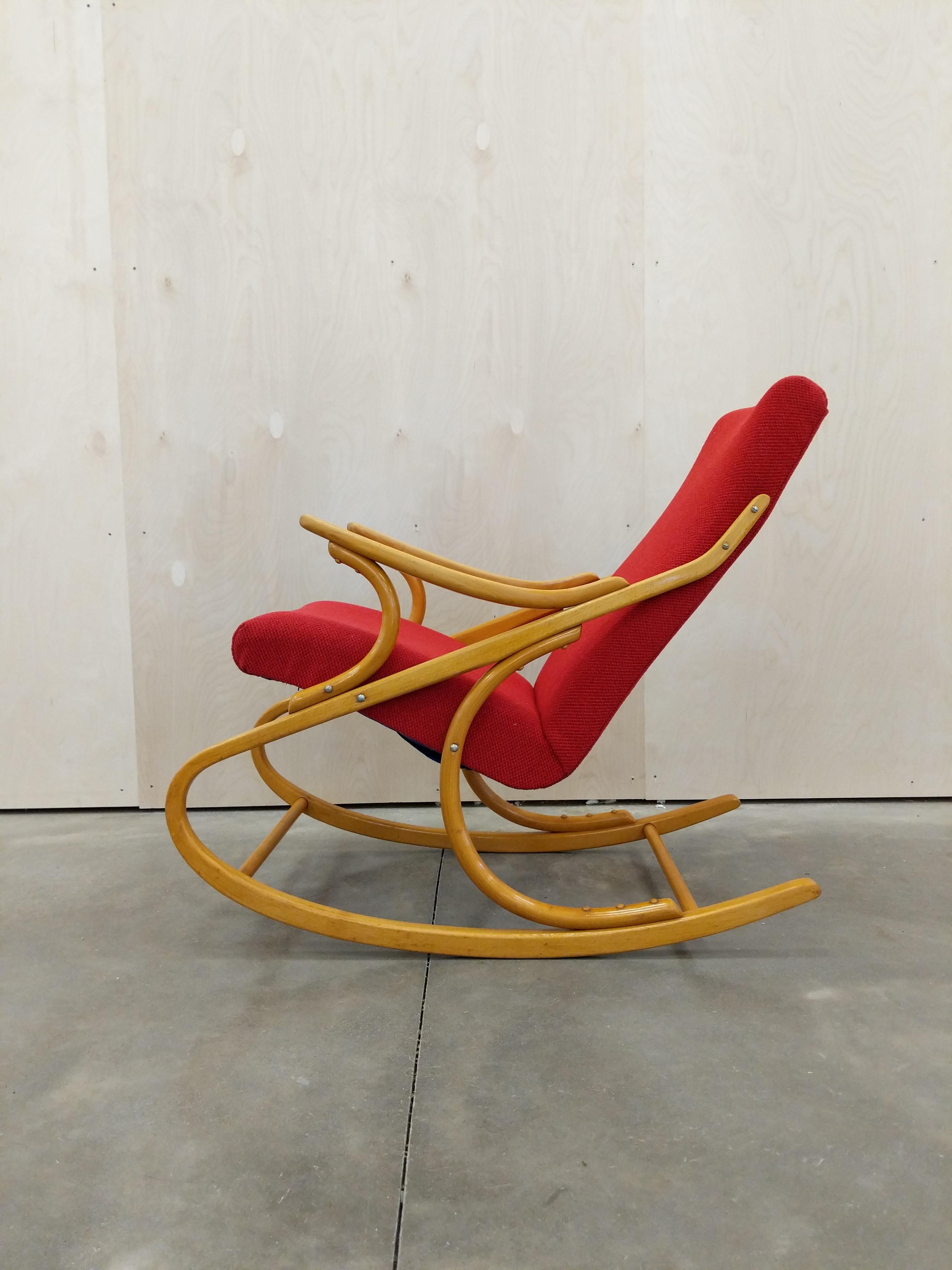 Vintage Czech Mid Century Rocking Chair In Good Condition For Sale In Gardiner, NY