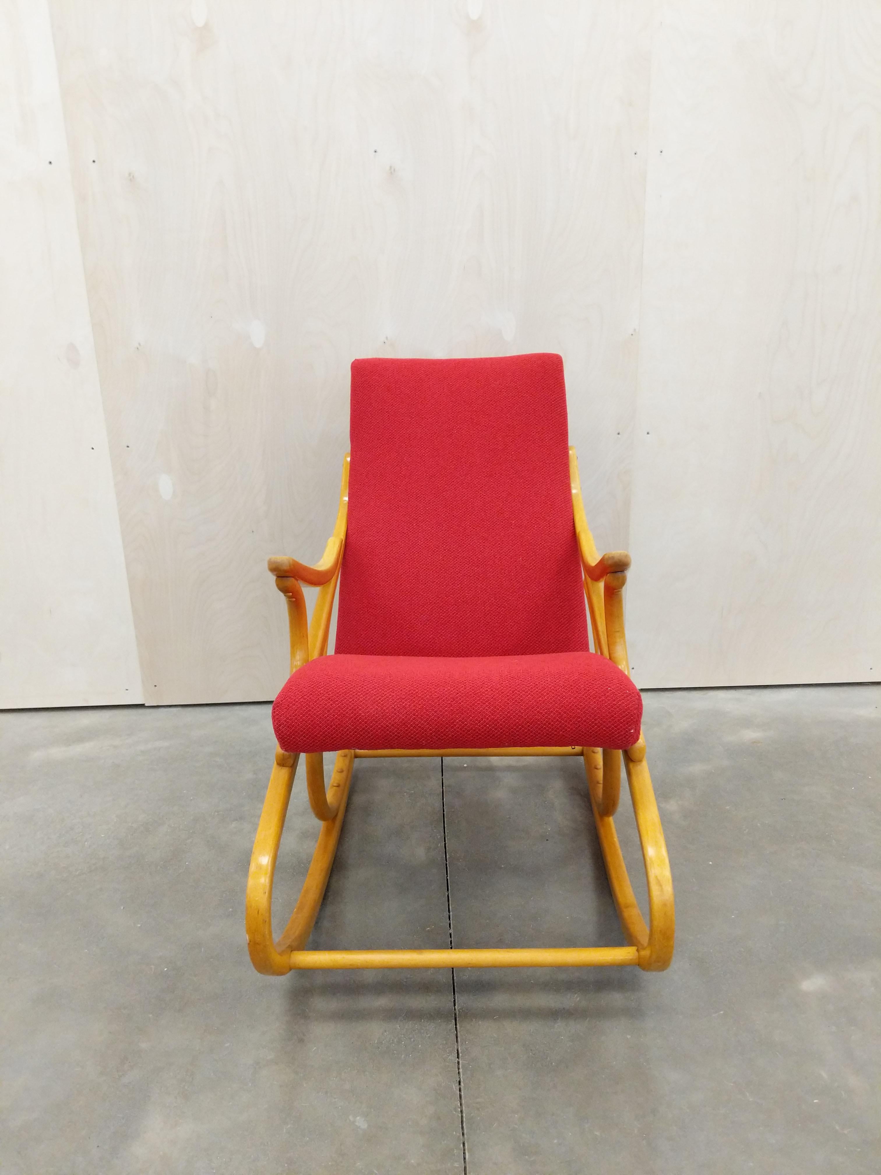 20th Century Vintage Czech Mid Century Rocking Chair For Sale