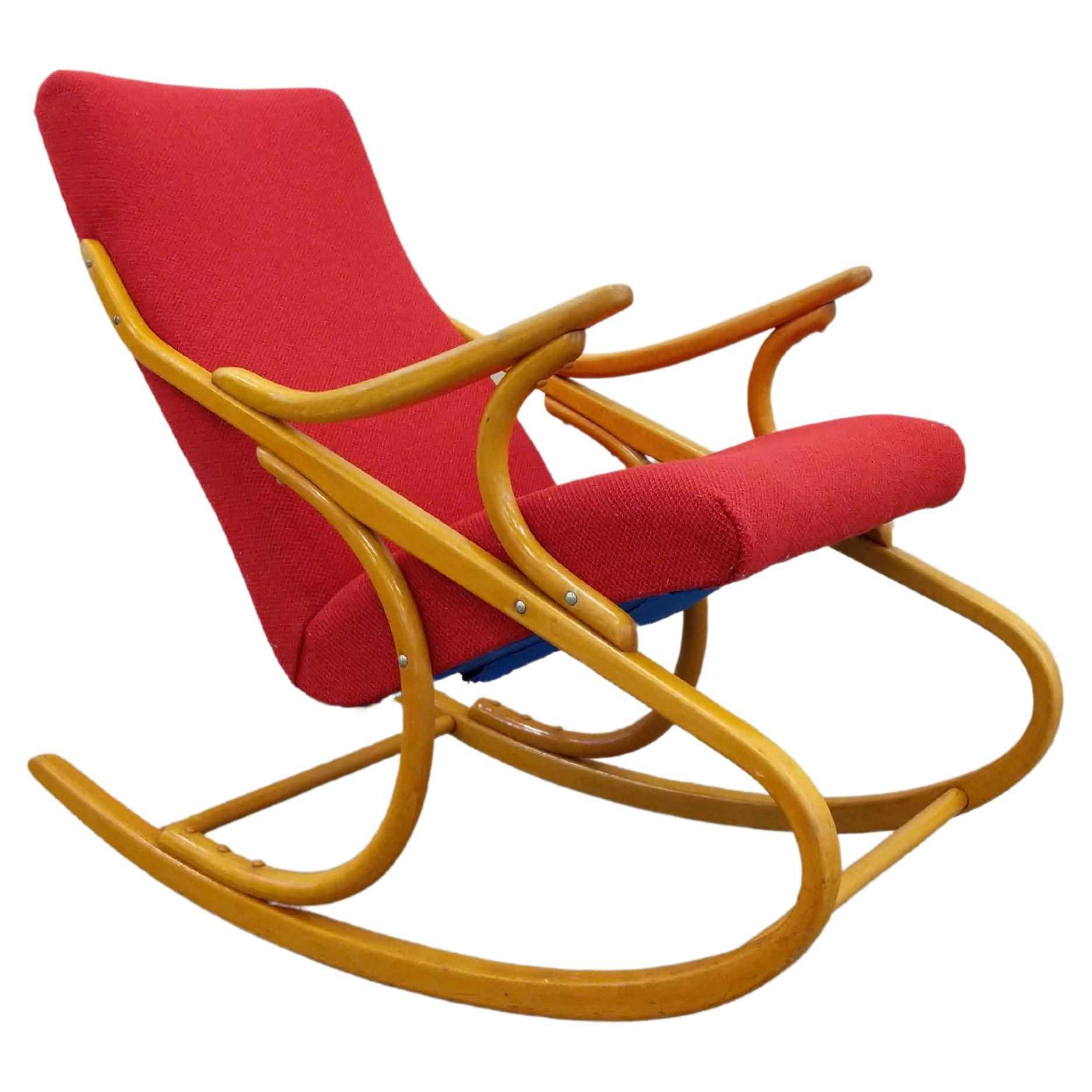 Vintage Czech Mid Century Rocking Chair For Sale