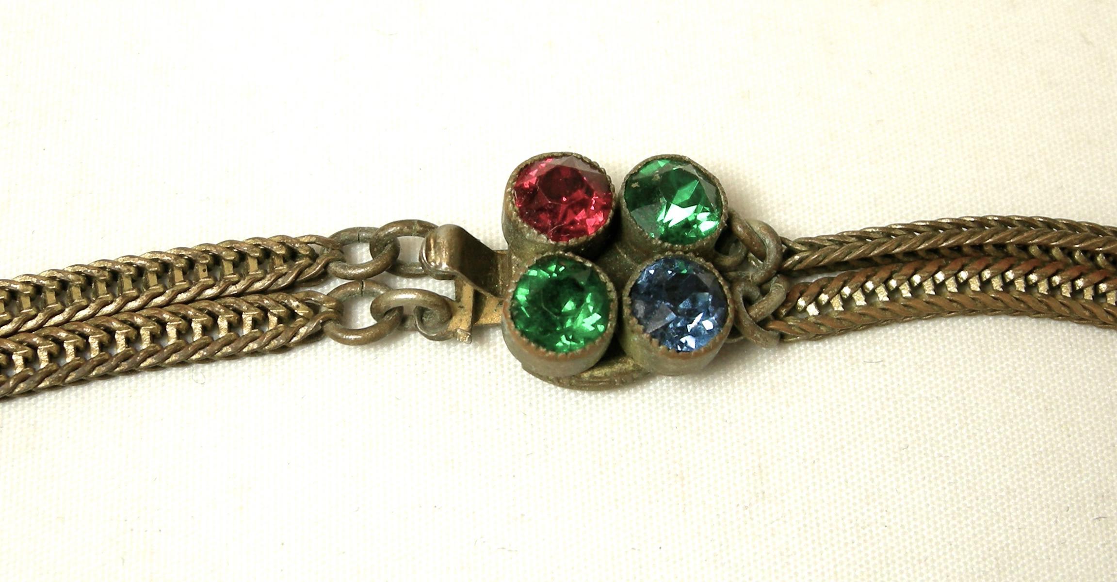 Vintage Czech Multi-Color Drop Necklace In Good Condition For Sale In New York, NY