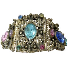 Vintage Czech Multi-Color Rhinestone Bracelet