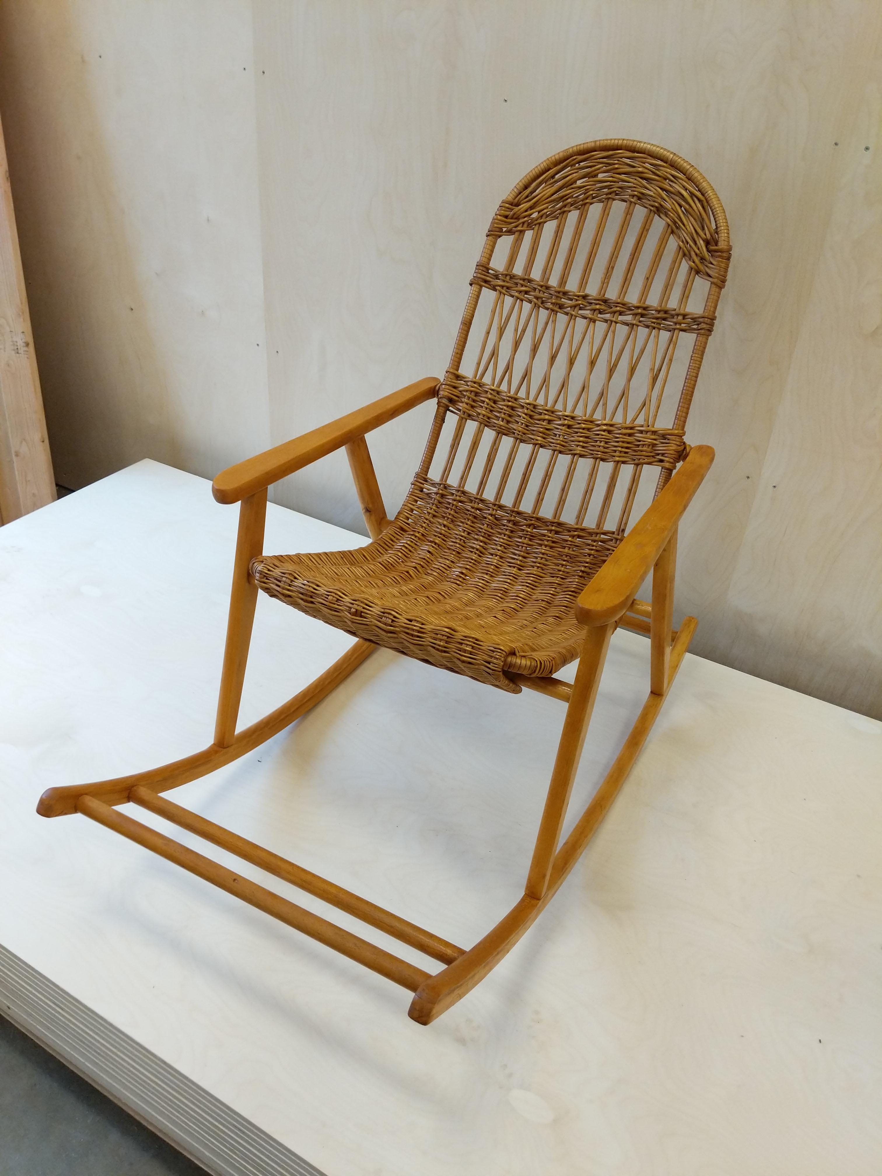 20th Century Vintage Czech Rocking Chair For Sale