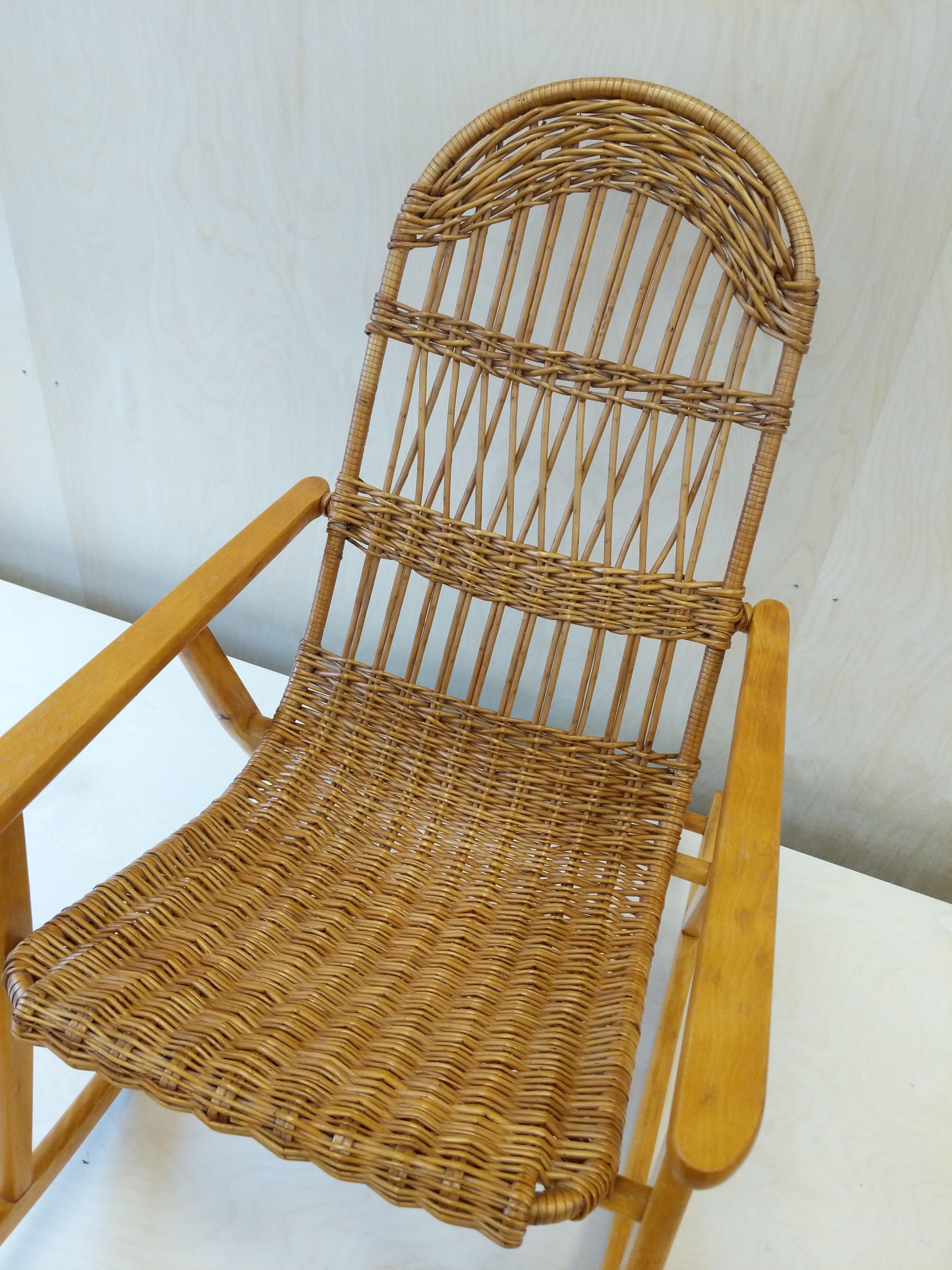 Wood Vintage Czech Rocking Chair For Sale
