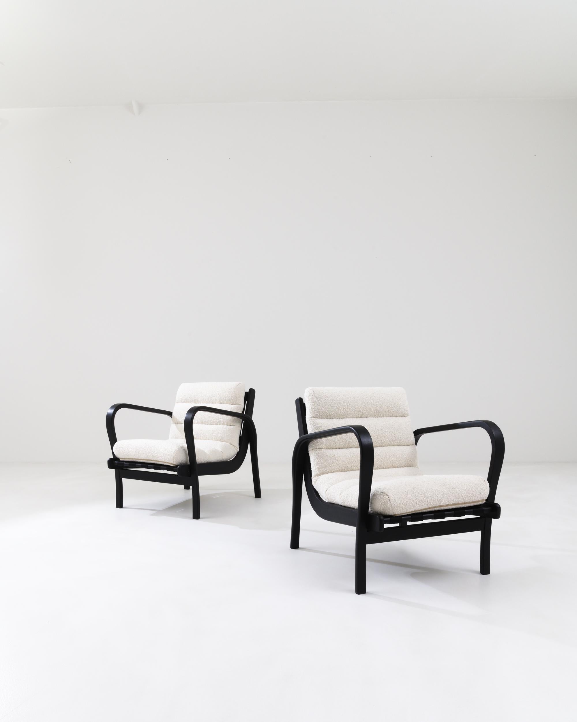 Modern Vintage Czech Upholstered Armchairs by Kropacek and Kozelka, a Pair