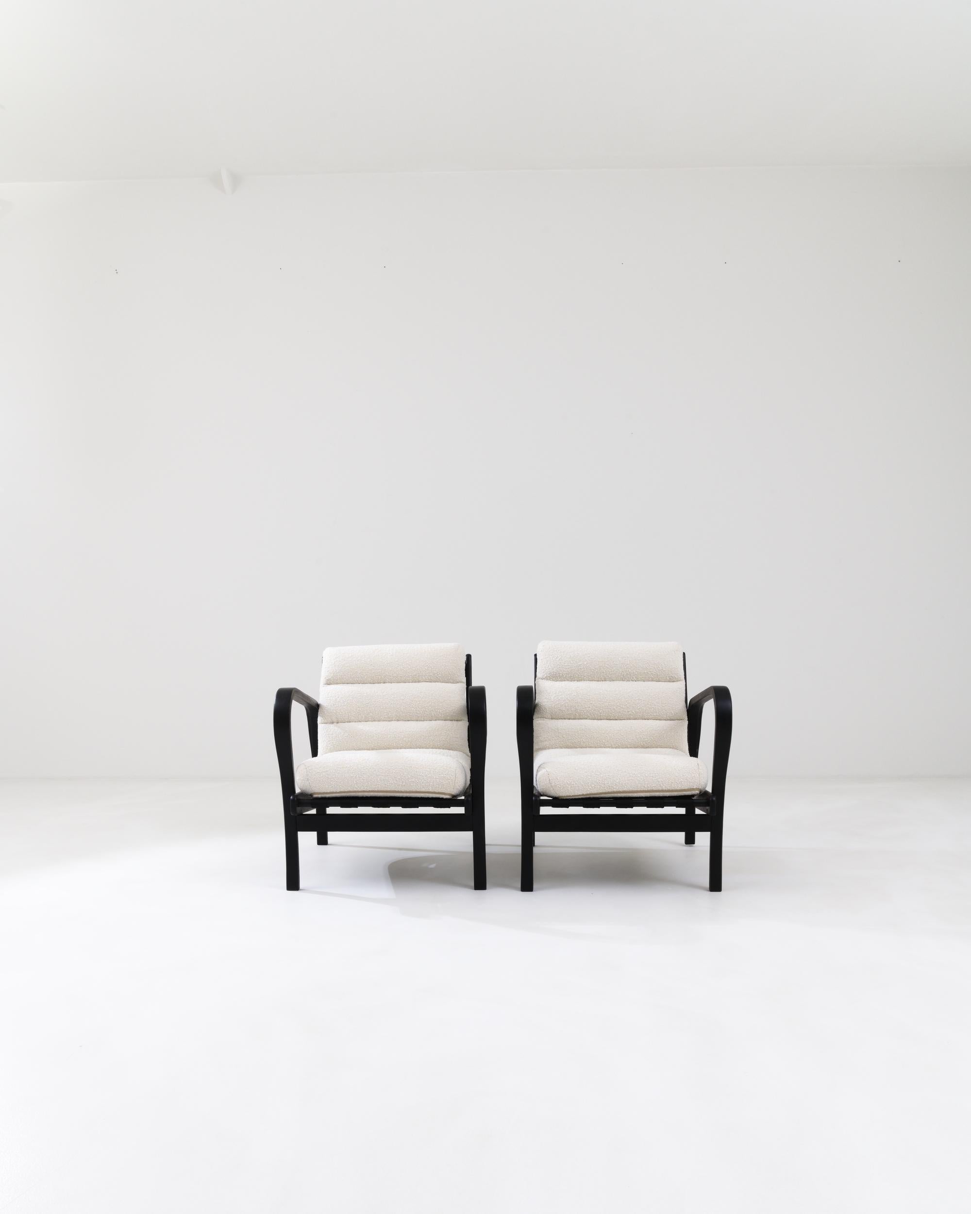 Mid-20th Century Vintage Czech Upholstered Armchairs by Kropacek and Kozelka, a Pair